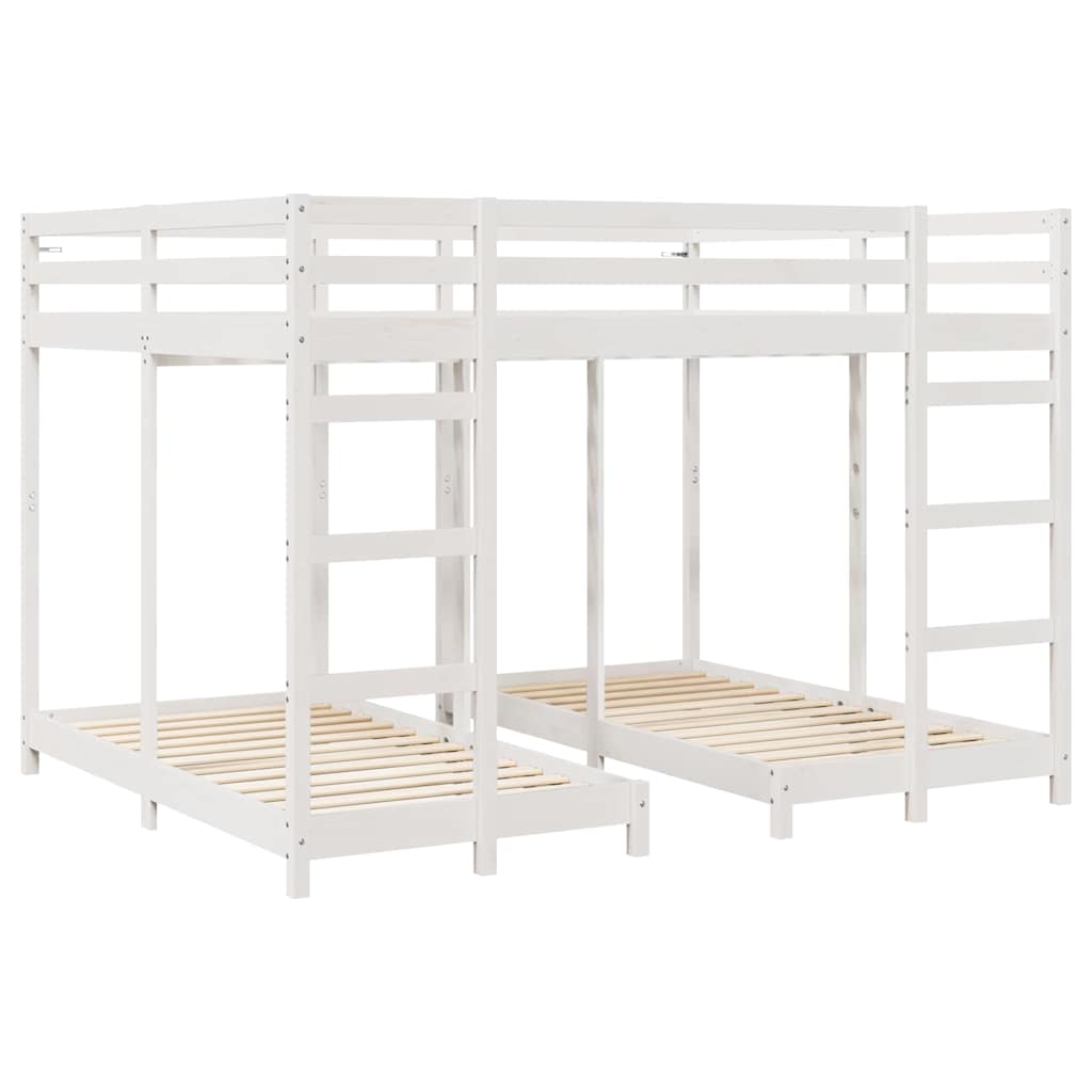Cadre de lit superposé triple Blanc 160 x 200 cm Pin massif - XIOS