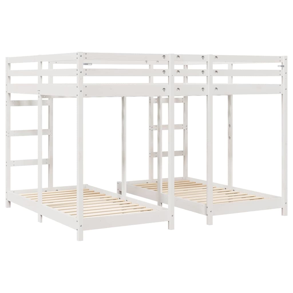 Cadre de lit superposé triple Blanc 160 x 200 cm Pin massif - XIOS
