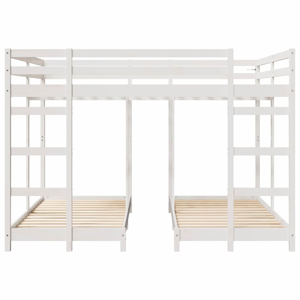 Cadre de lit superposé triple Blanc 160 x 200 cm Pin massif - XIOS