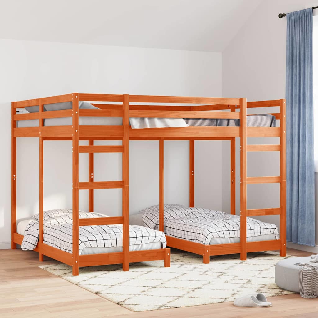 Cadre de lit superposé triple Marron cire 160 x 200 cm - XIOS