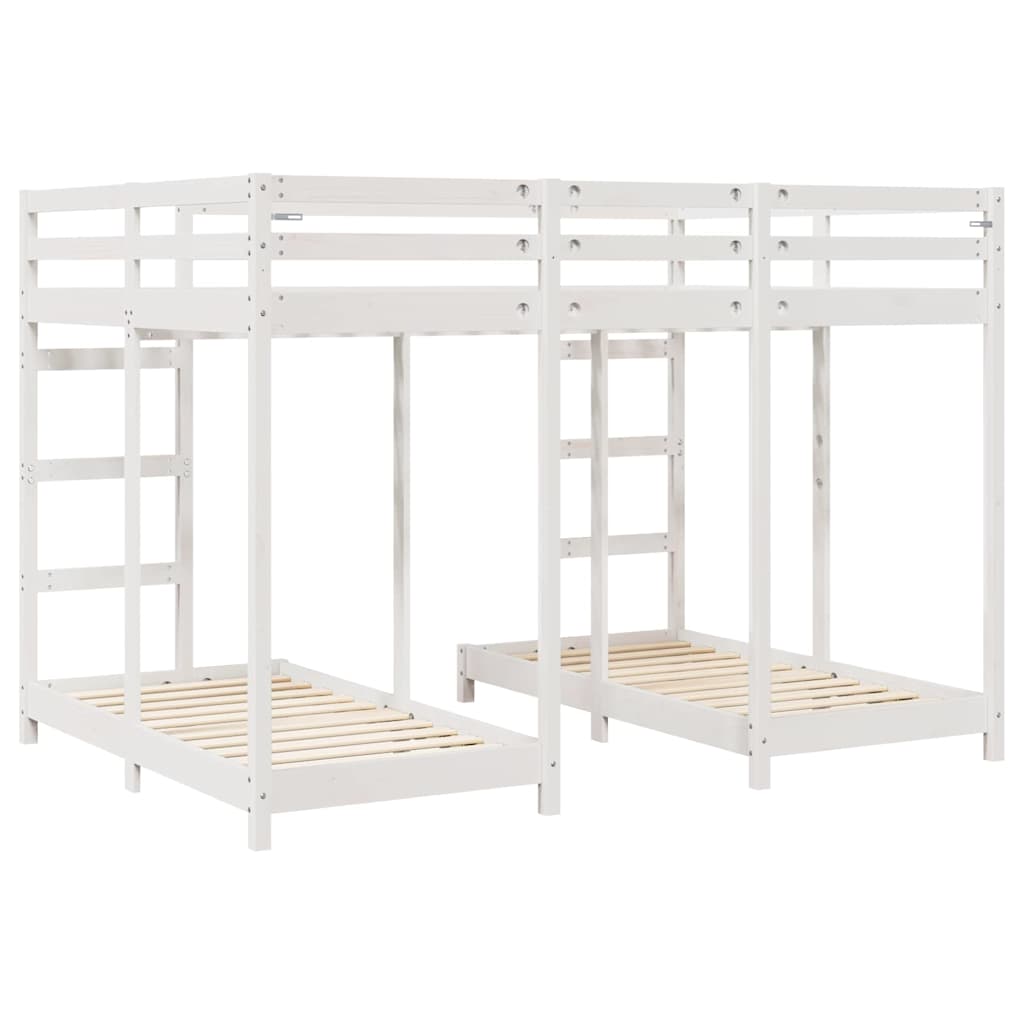 Cadre de lit superposé triple Blanc 140 x 200 cm Pin massif - XIOS
