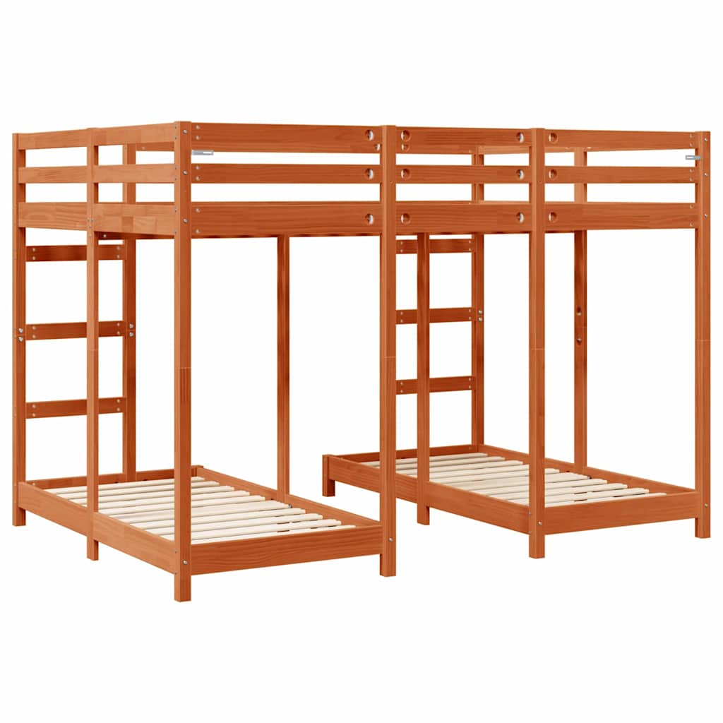 Cadre de lit superposé triple Marron cire 140 x 200 cm - XIOS