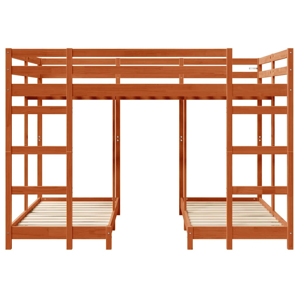 Cadre de lit superposé triple Marron cire 140 x 200 cm - XIOS