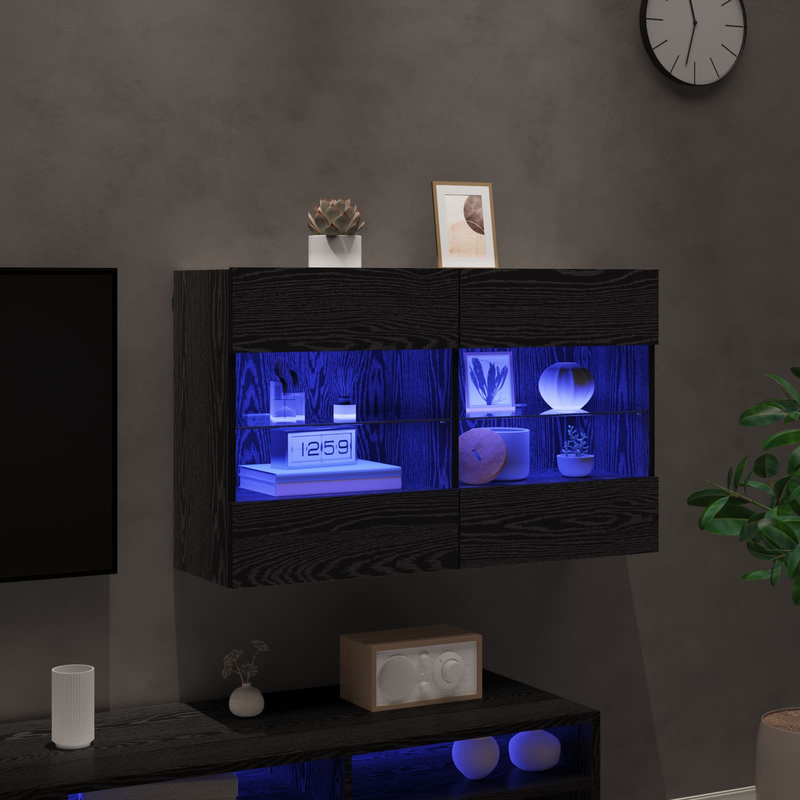 Meuble TV mural Montage mural Chêne noir 98,5 x 30 x 60,5 cm - XIOS
