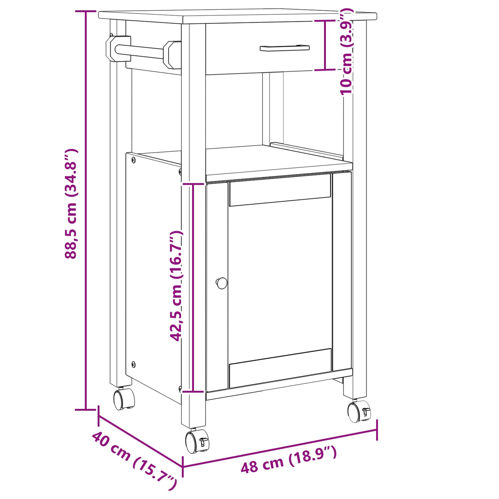 Chariot de cuisine Uni Noir - XIOS