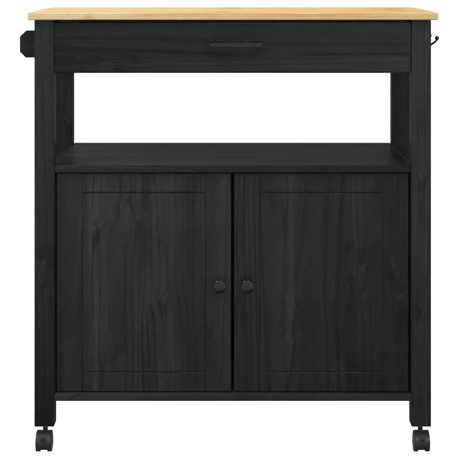 Chariot de cuisine Noir 88,5 x 40 x 48 cm Bois de Pin Massif - XIOS
