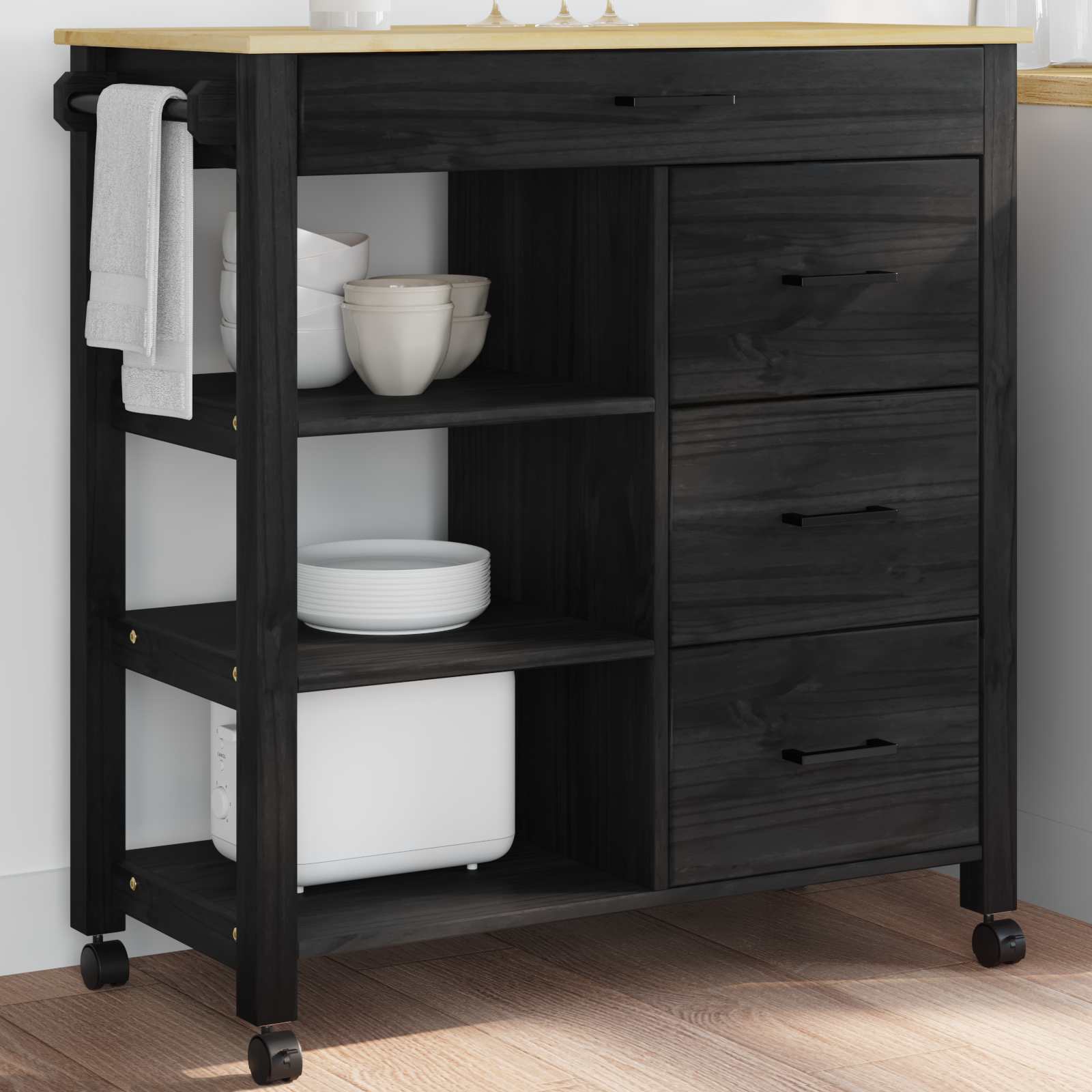 Chariot de cuisine Noir 84 x 40 x 88,5 cm - XIOS