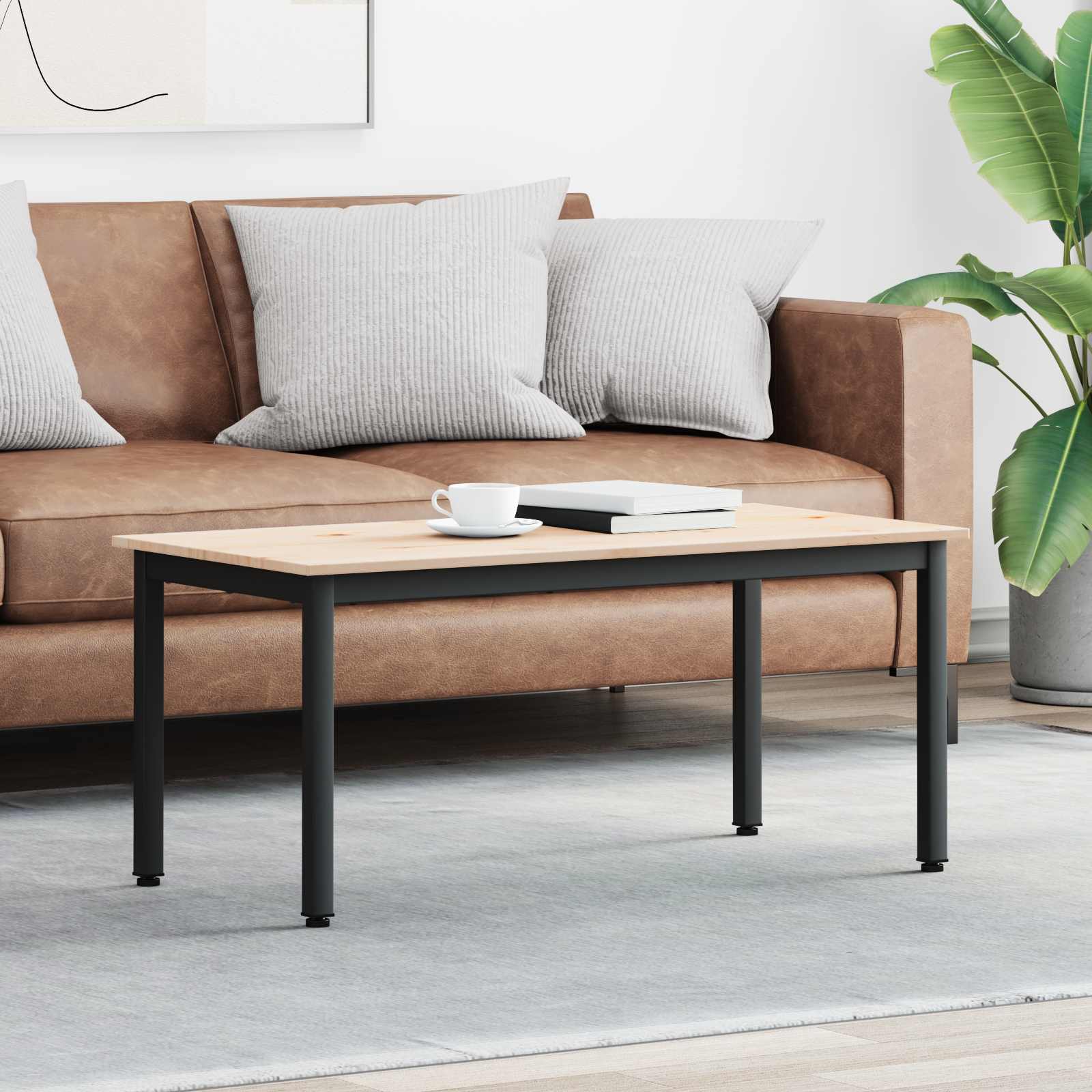 Table basse Naturel 100 x 50 x 45 cm Bois de pin massif - XIOS
