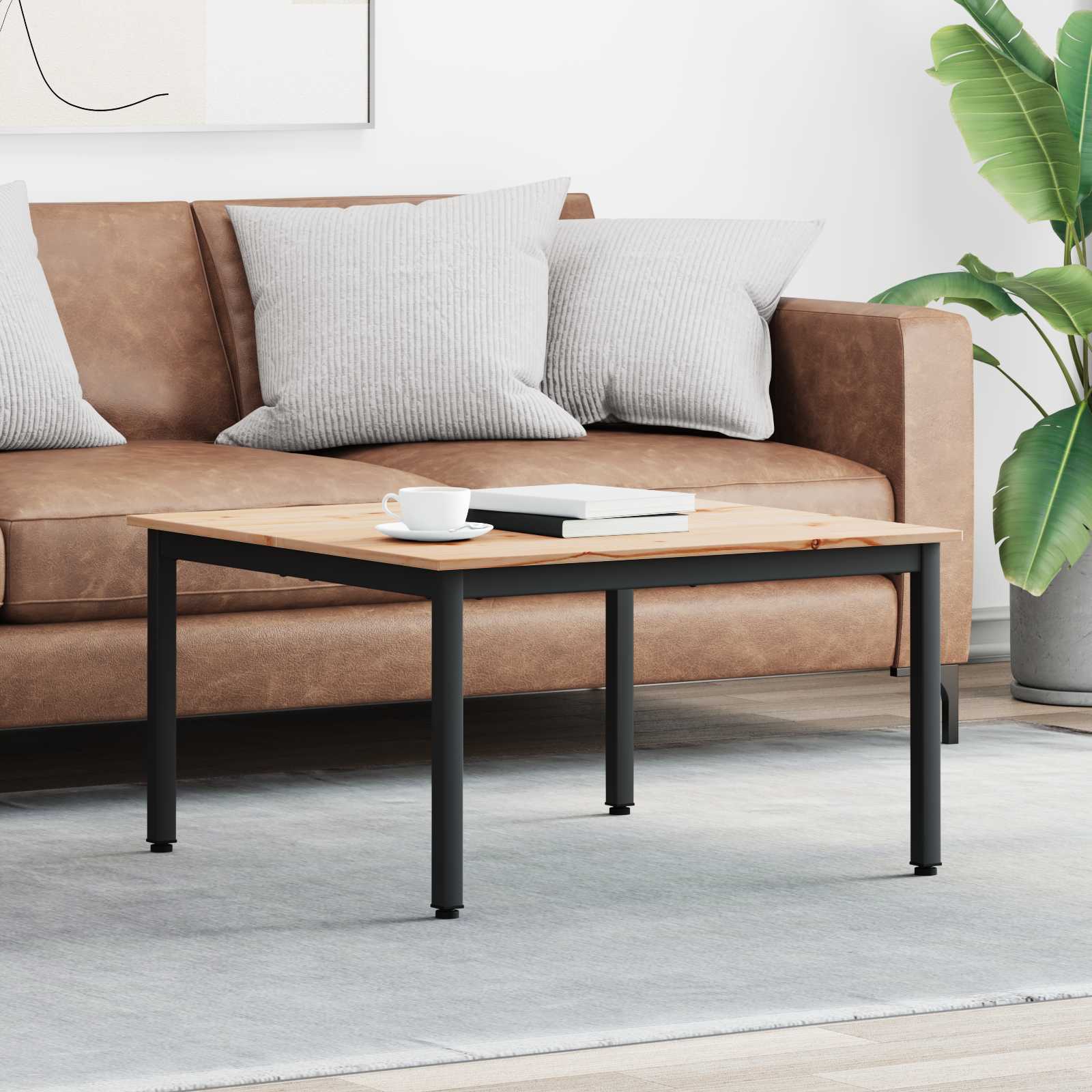 Table basse Naturel 80 x 80 x 45 cm Bois de pin massif - XIOS