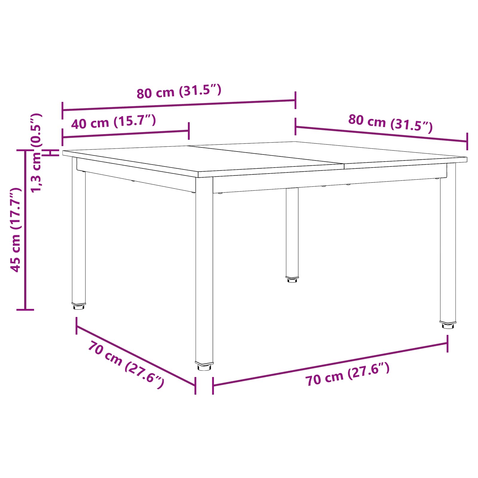 Table basse Naturel 80 x 80 x 45 cm Bois de pin massif - XIOS