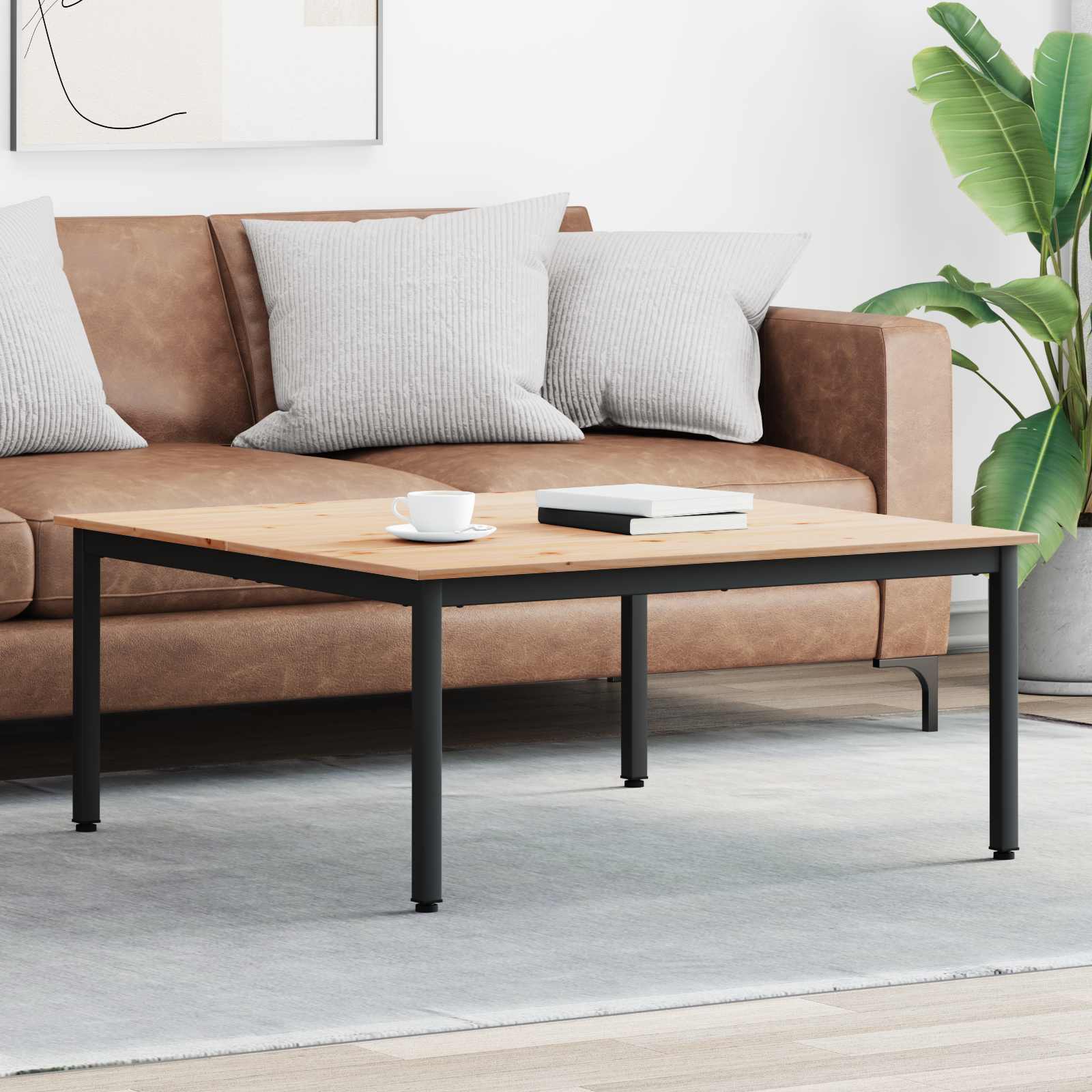 Table basse Naturel 100 x 100 x 45 cm Bois de pin massif - XIOS