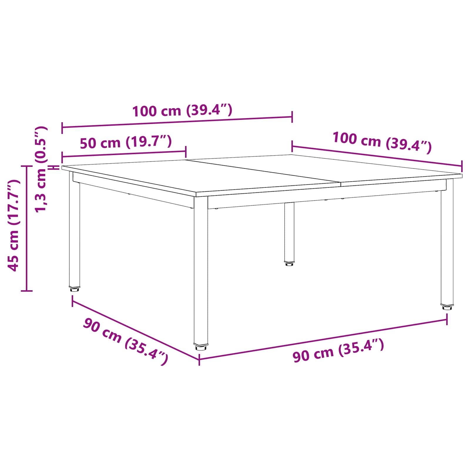 Table basse Naturel 100 x 100 x 45 cm Bois de pin massif - XIOS