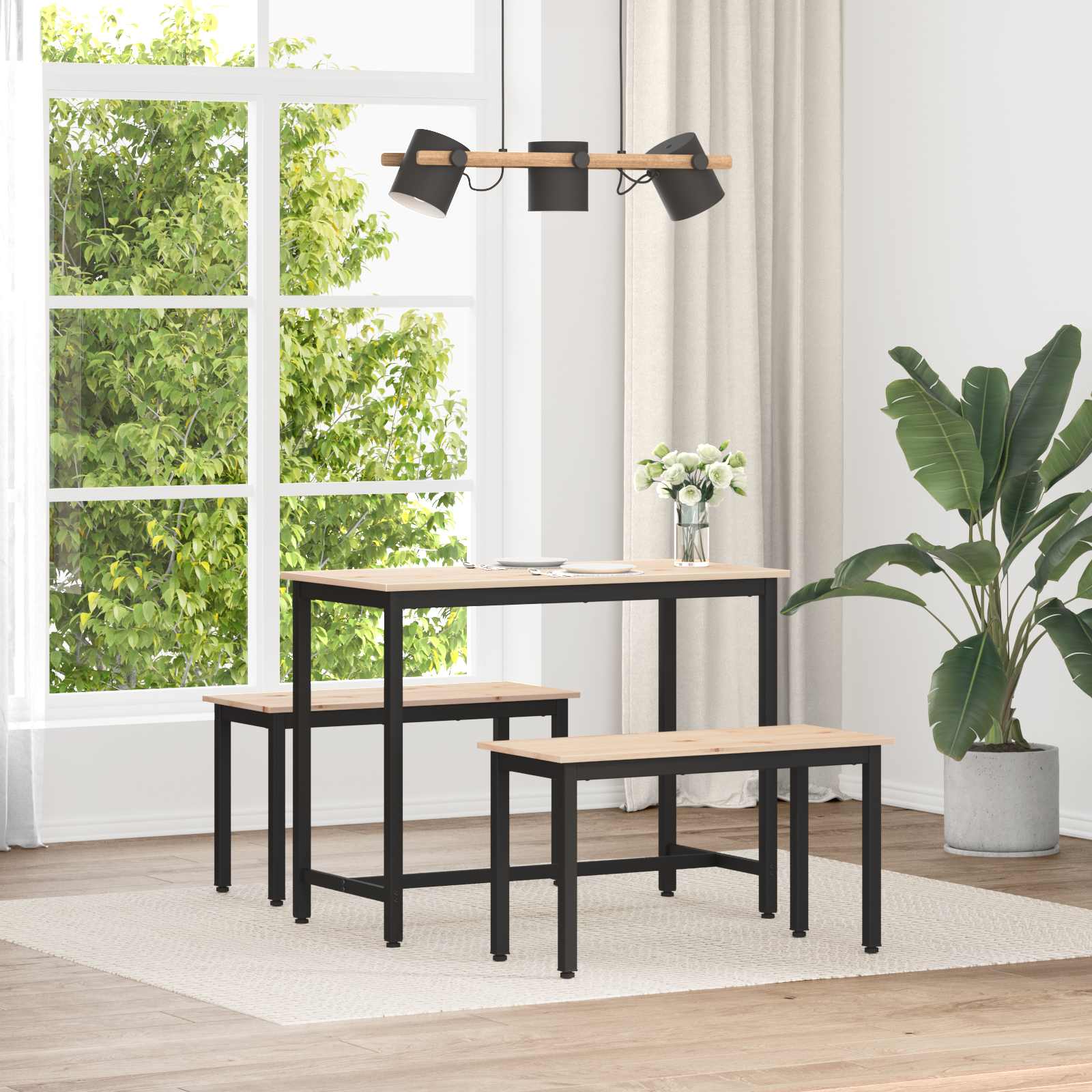 banc Naturel 80 x 35 x 45 cm Bois de pin massif - XIOS