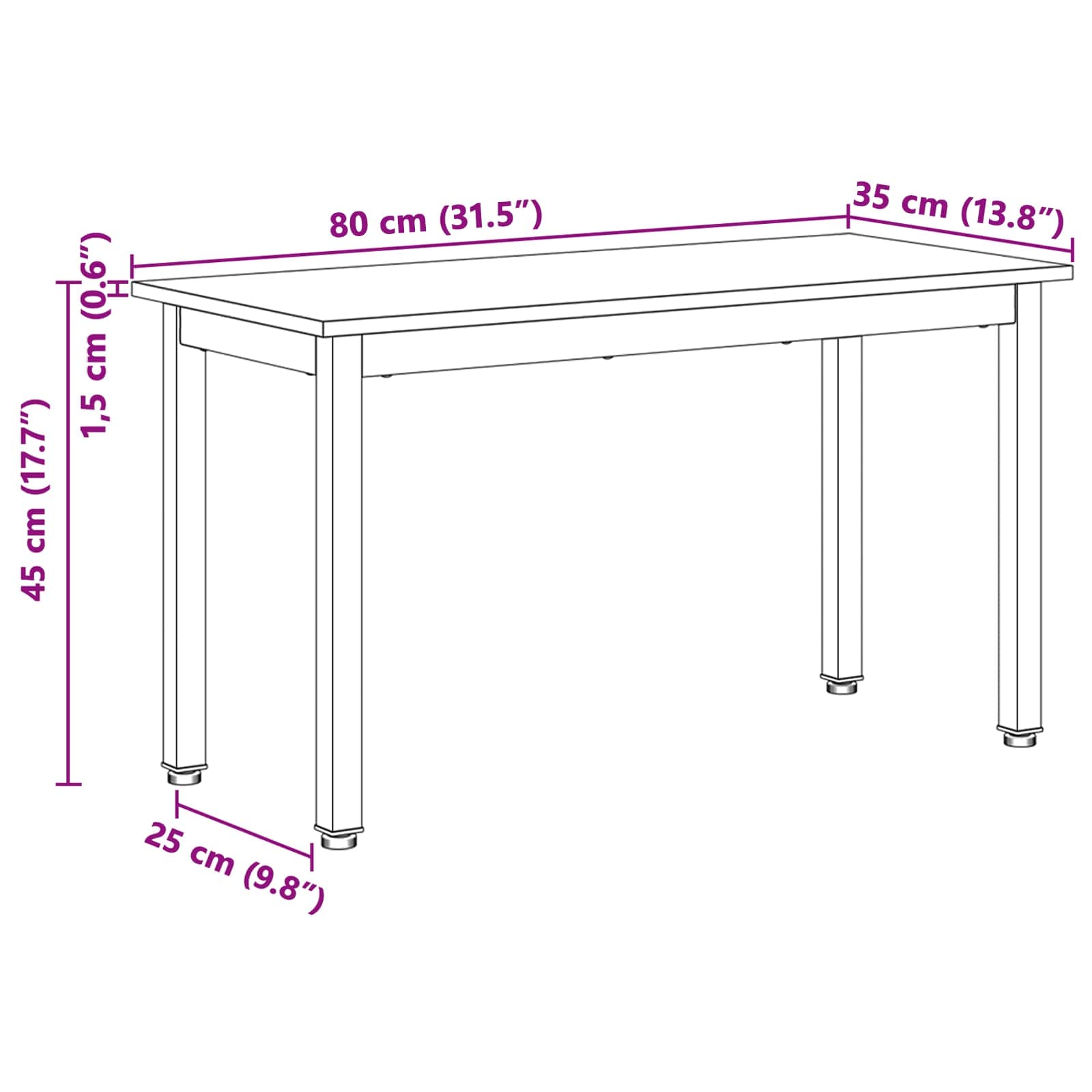 banc Naturel 80 x 35 x 45 cm Bois de pin massif - XIOS