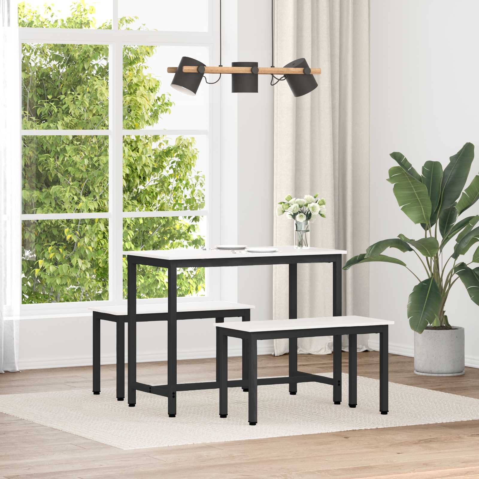banc Blanc 80 x 35 x 45 cm Bois de pin massif - XIOS