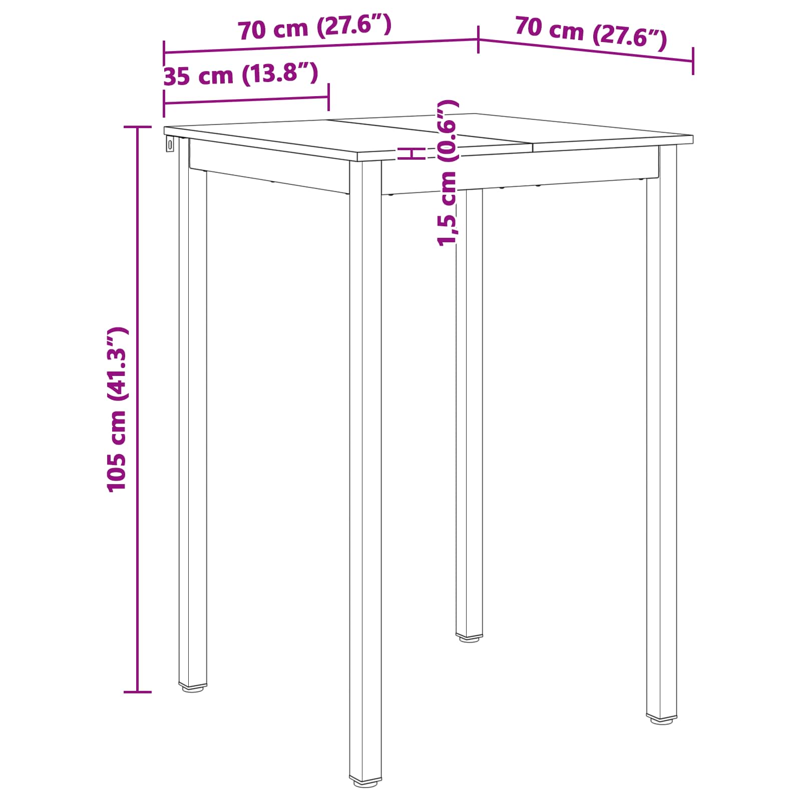 Table de bar Naturel 110 x 55 x 105 cm Bois de pin massif - XIOS