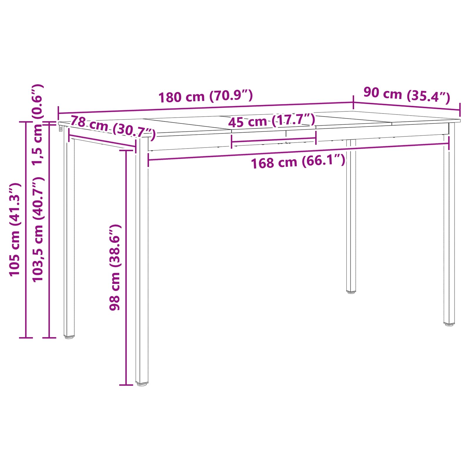 Table de bar Naturel 110 x 55 x 105 cm Bois de pin massif - XIOS