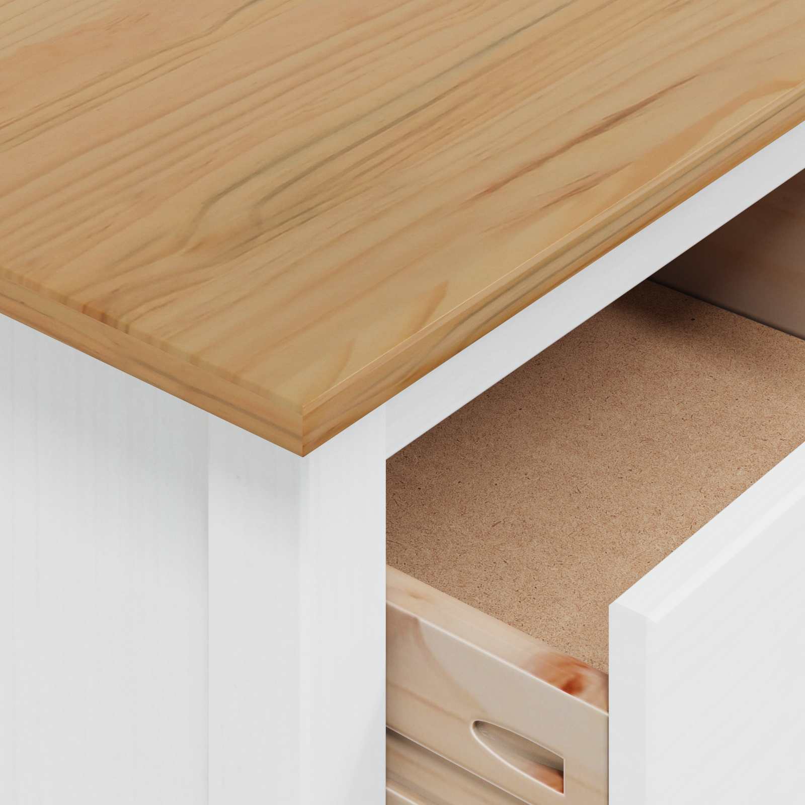 Cabinet de chevet HILL Blanc et marron miel 46 x 35 x 65 cm - XIOS