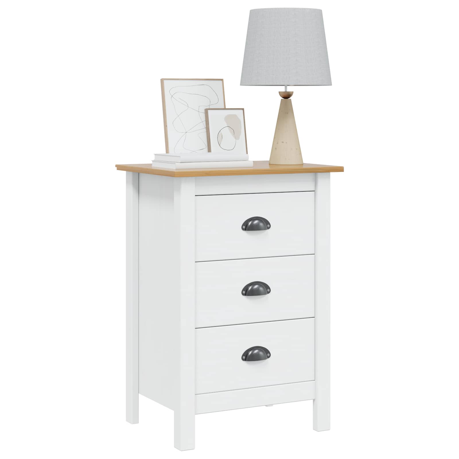 Cabinet de chevet HILL Blanc et marron miel 46 x 35 x 65 cm - XIOS