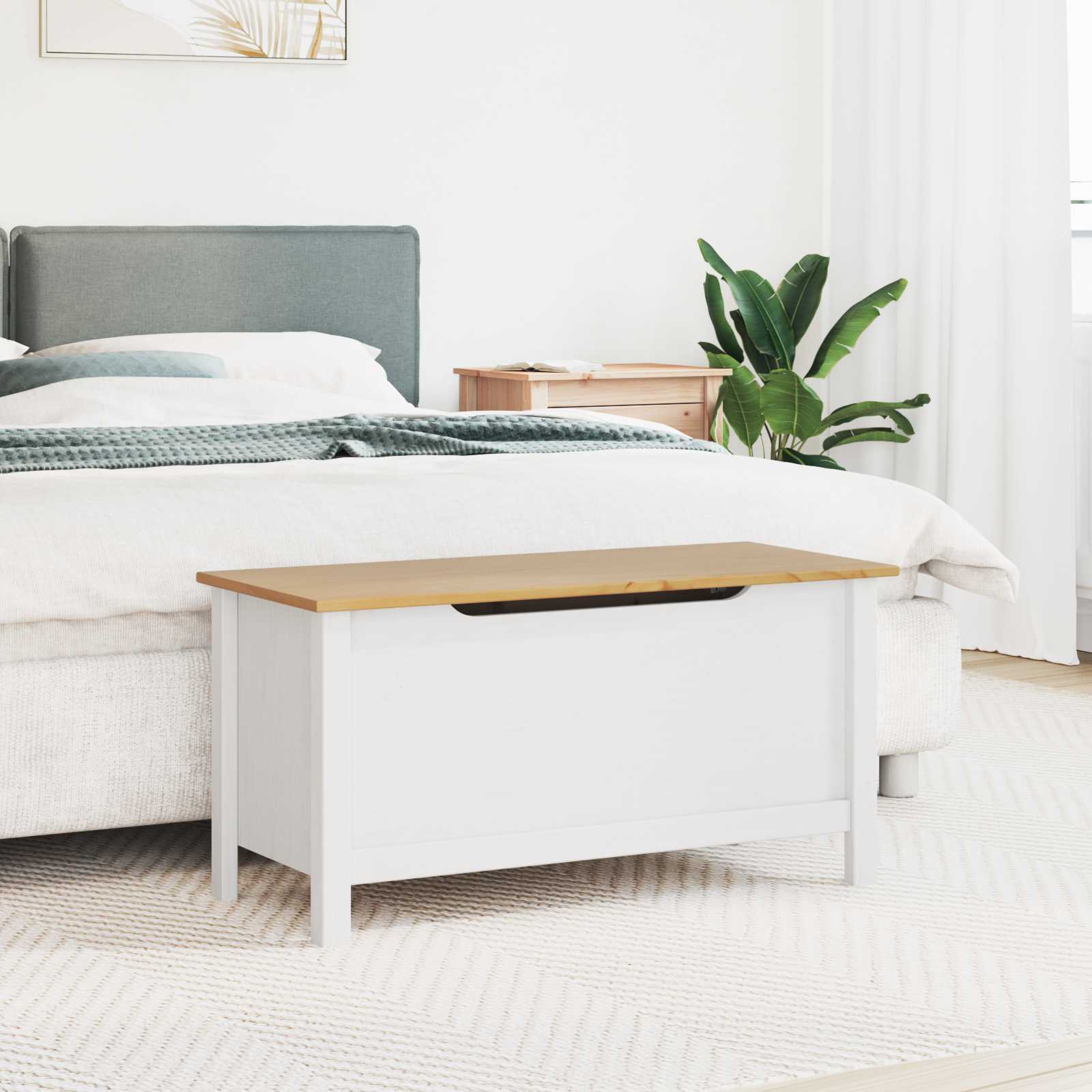 Boîte de rangement Blanc et marron miel 90 x 40 x 45 cm - XIOS