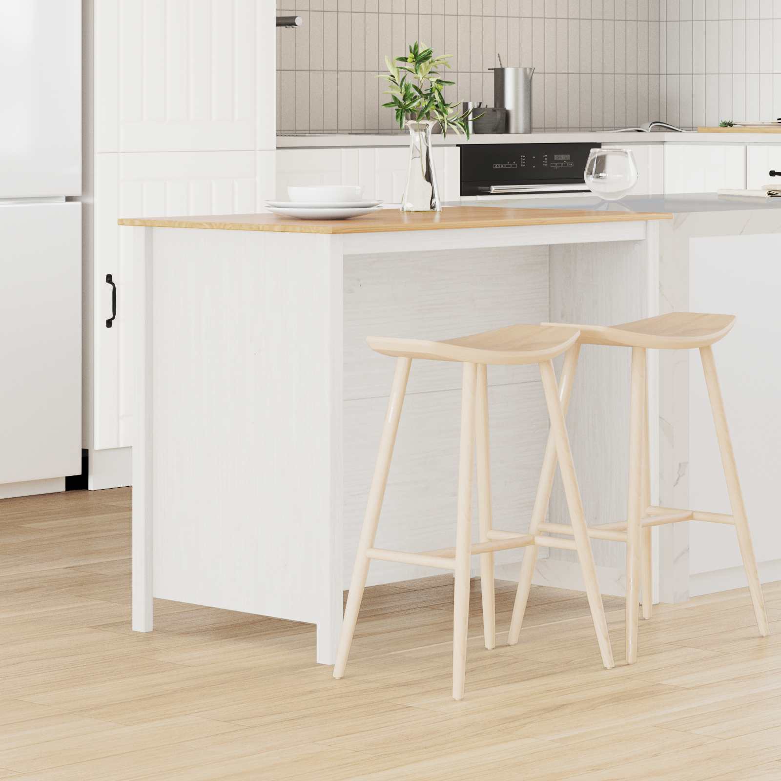 Îlots de Cuisine HILL Blanc 112 x 66 x 90 cm Pin massif - XIOS