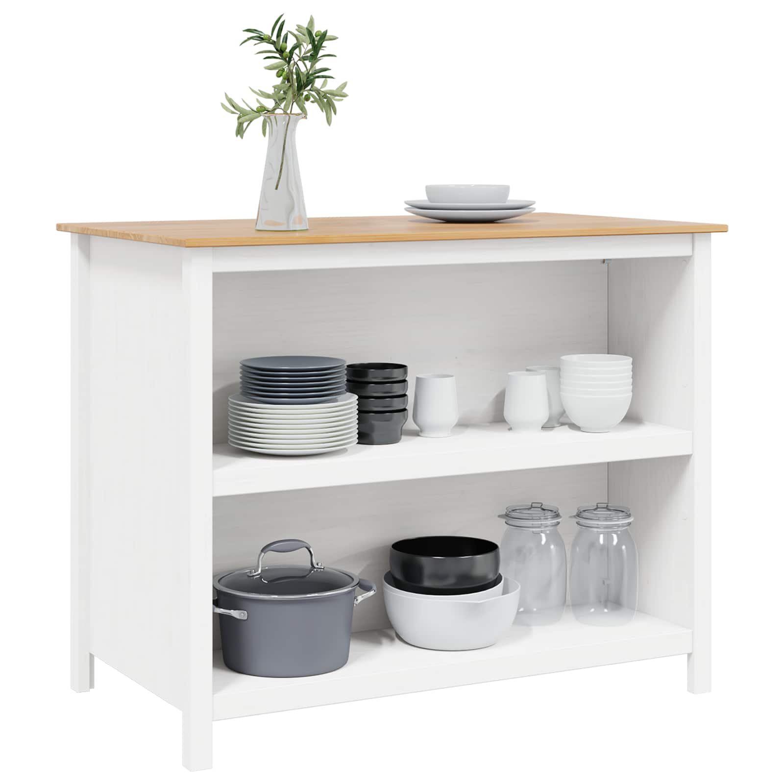 Îlots de Cuisine HILL Blanc 112 x 66 x 90 cm Pin massif - XIOS