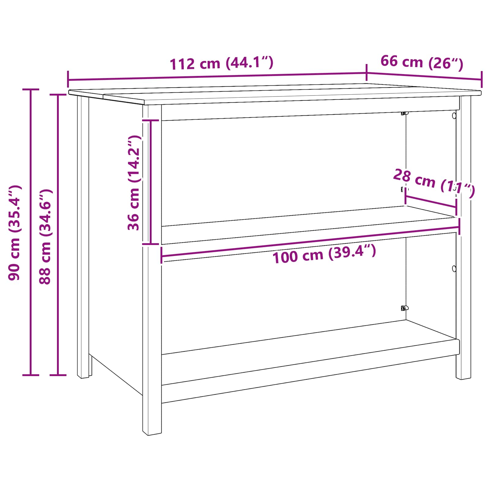 Îlots de Cuisine HILL Blanc 112 x 66 x 90 cm Pin massif - XIOS