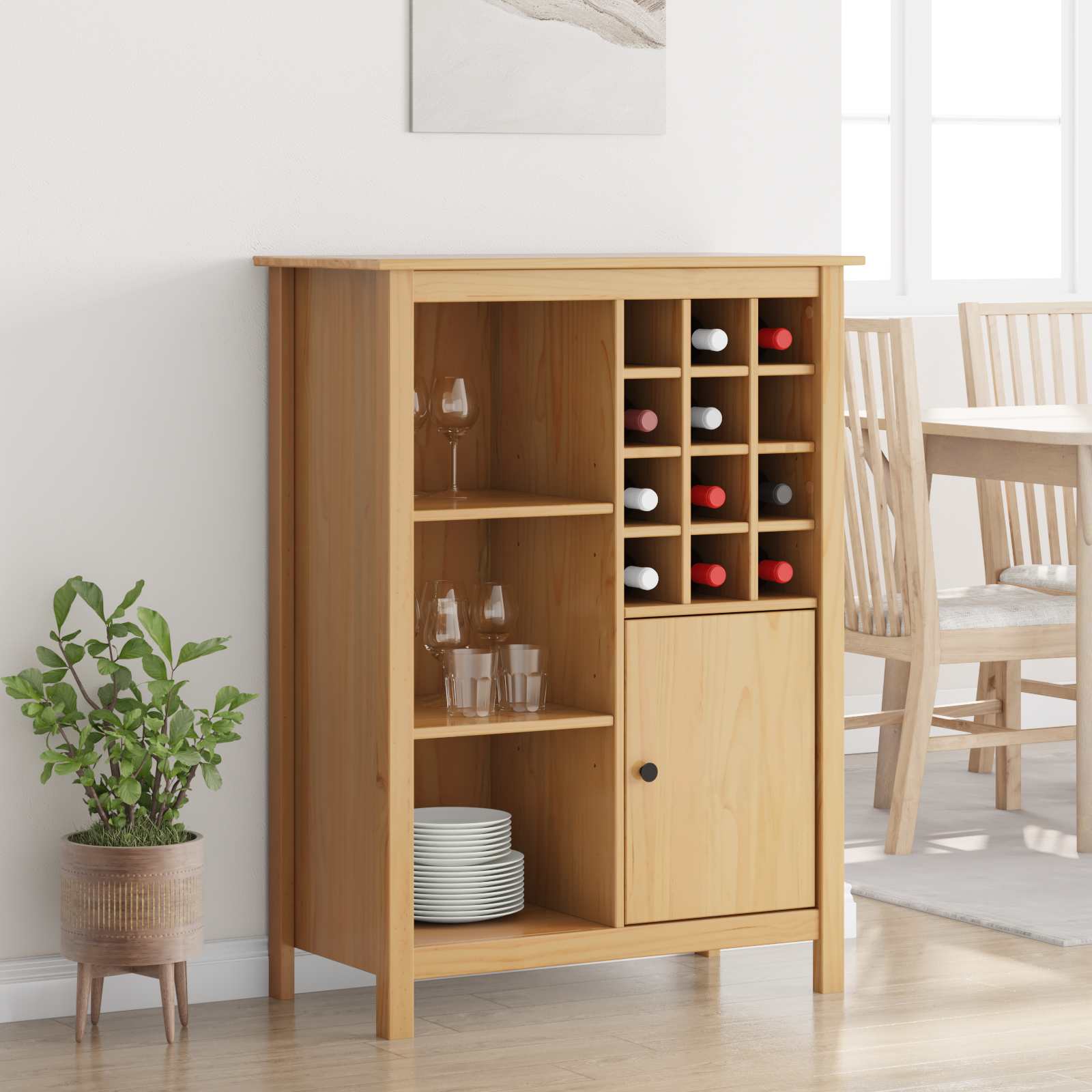 Cabinet à vin HILL Marron miel 79.5 x 40 x 107.5 cm - XIOS