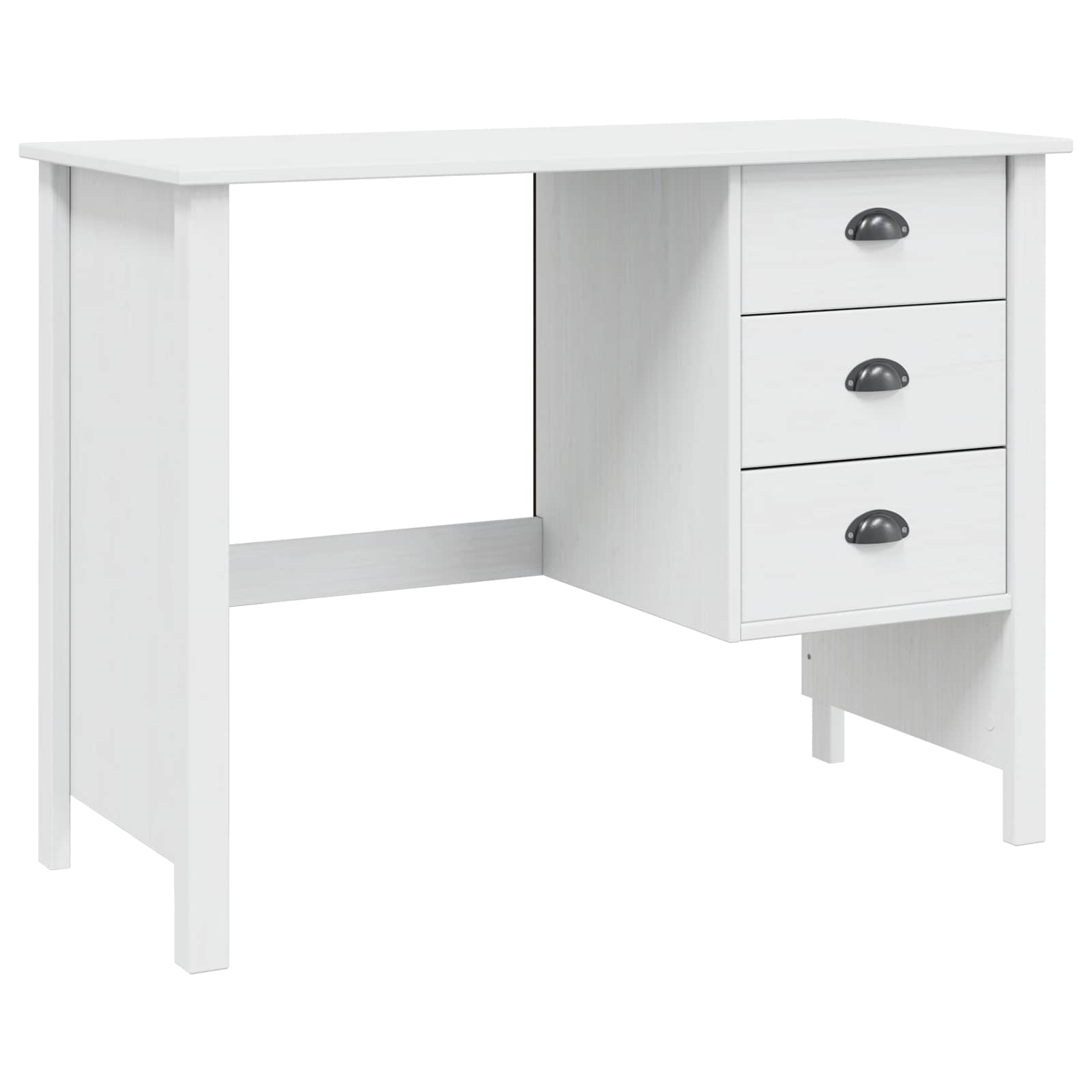Bureau avec tiroirs Blanc 100 x 45 x 74 cm Bois de Pin Massif - XIOS