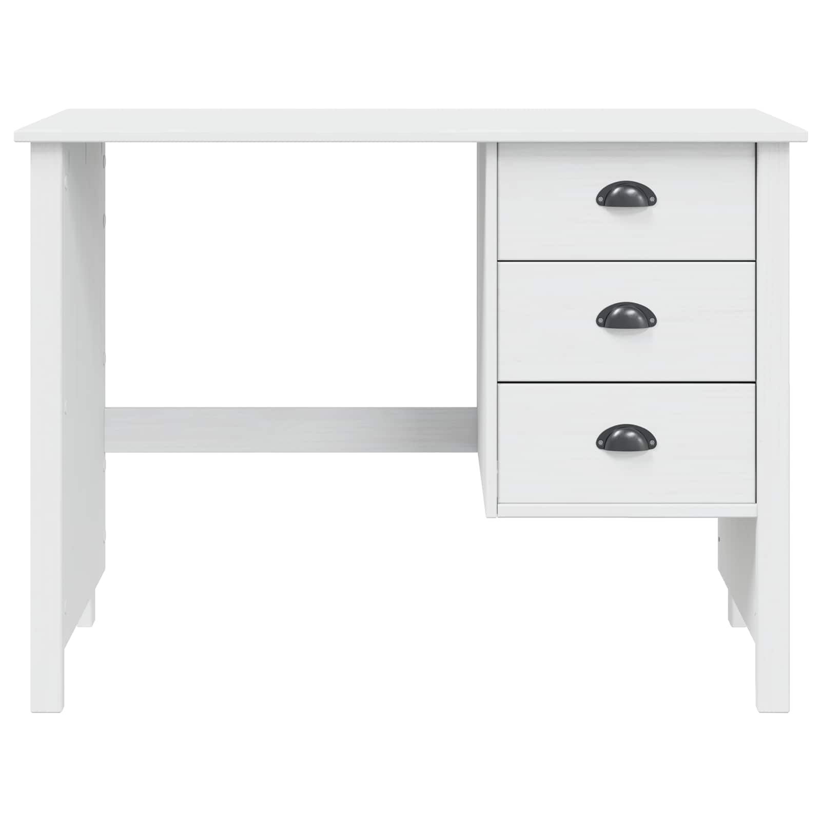 Bureau avec tiroirs Blanc 100 x 45 x 74 cm Bois de Pin Massif - XIOS