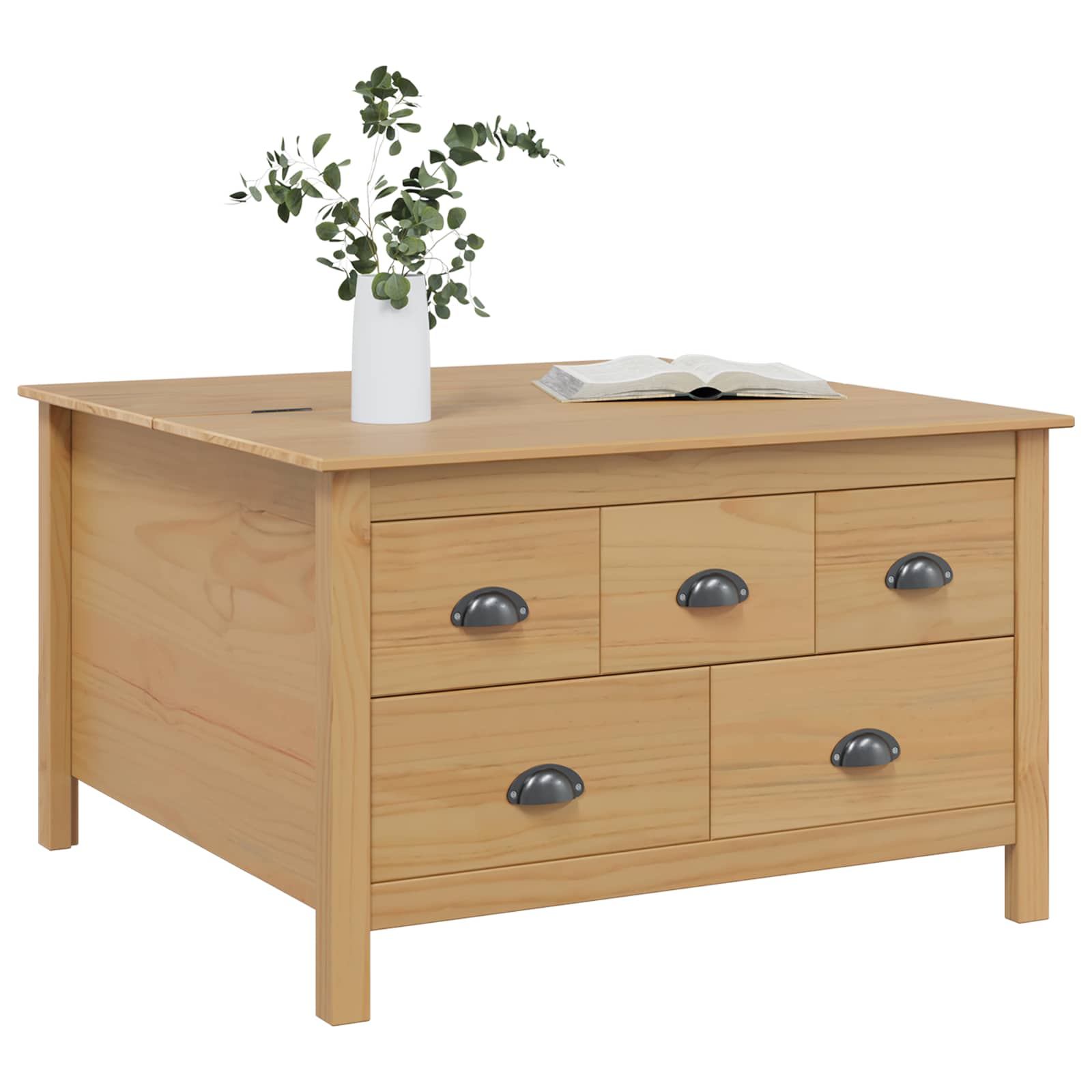 Table basse avec tiroir HILL Marron miel 79,5 x 79,5 x 49 cm