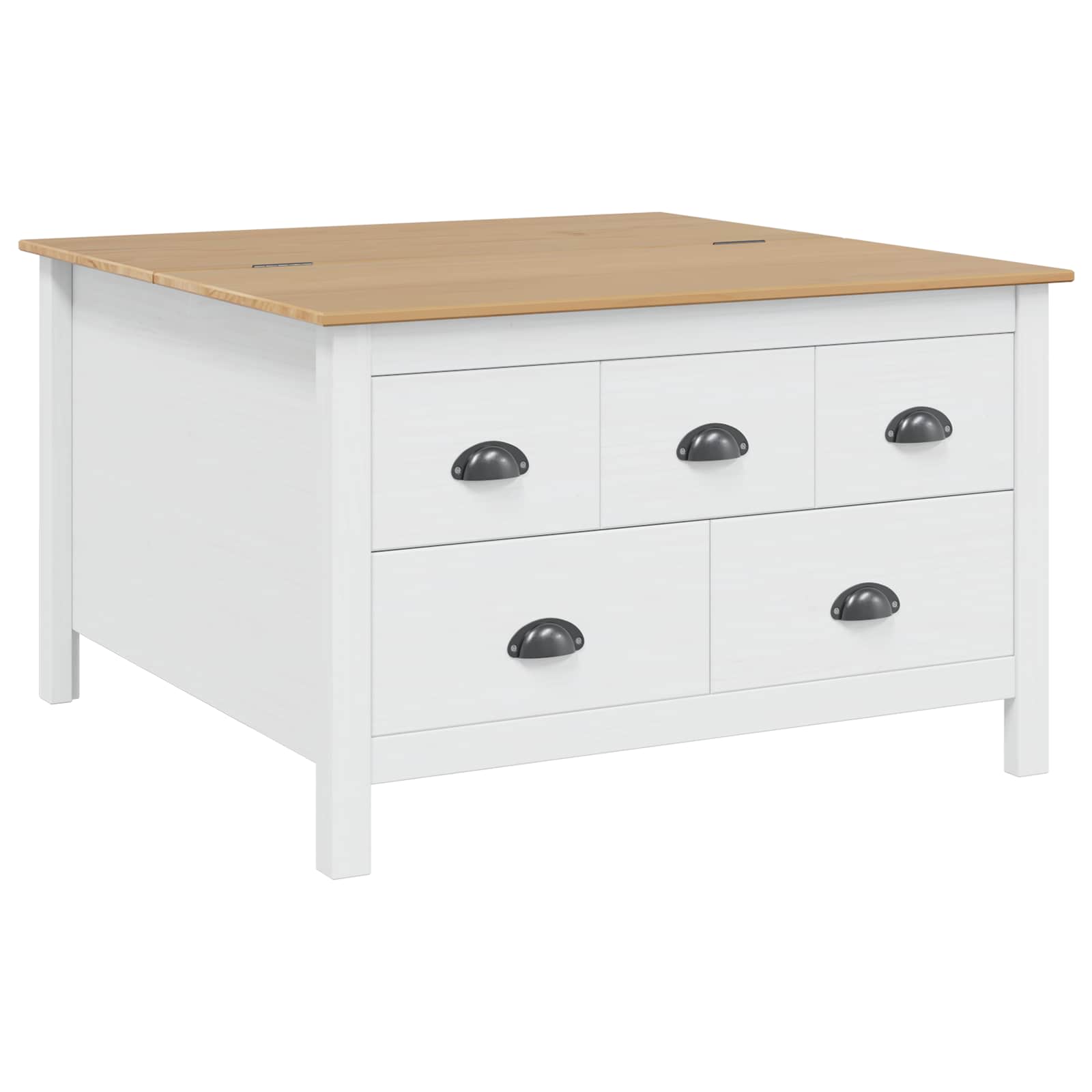 Table basse HILL Blanc et marron miel 79,5 x 79,5 x 49 cm