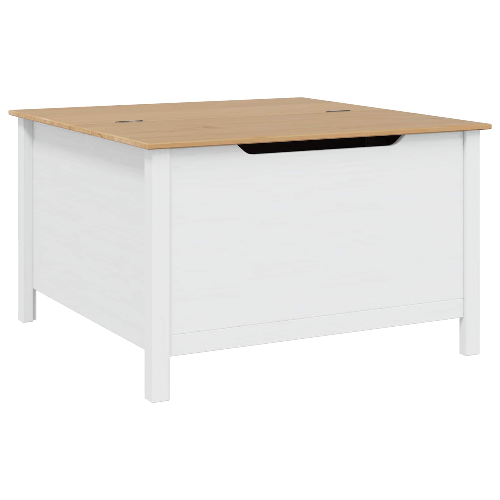 Table basse HILL Blanc et marron miel 79,5 x 79,5 x 49 cm