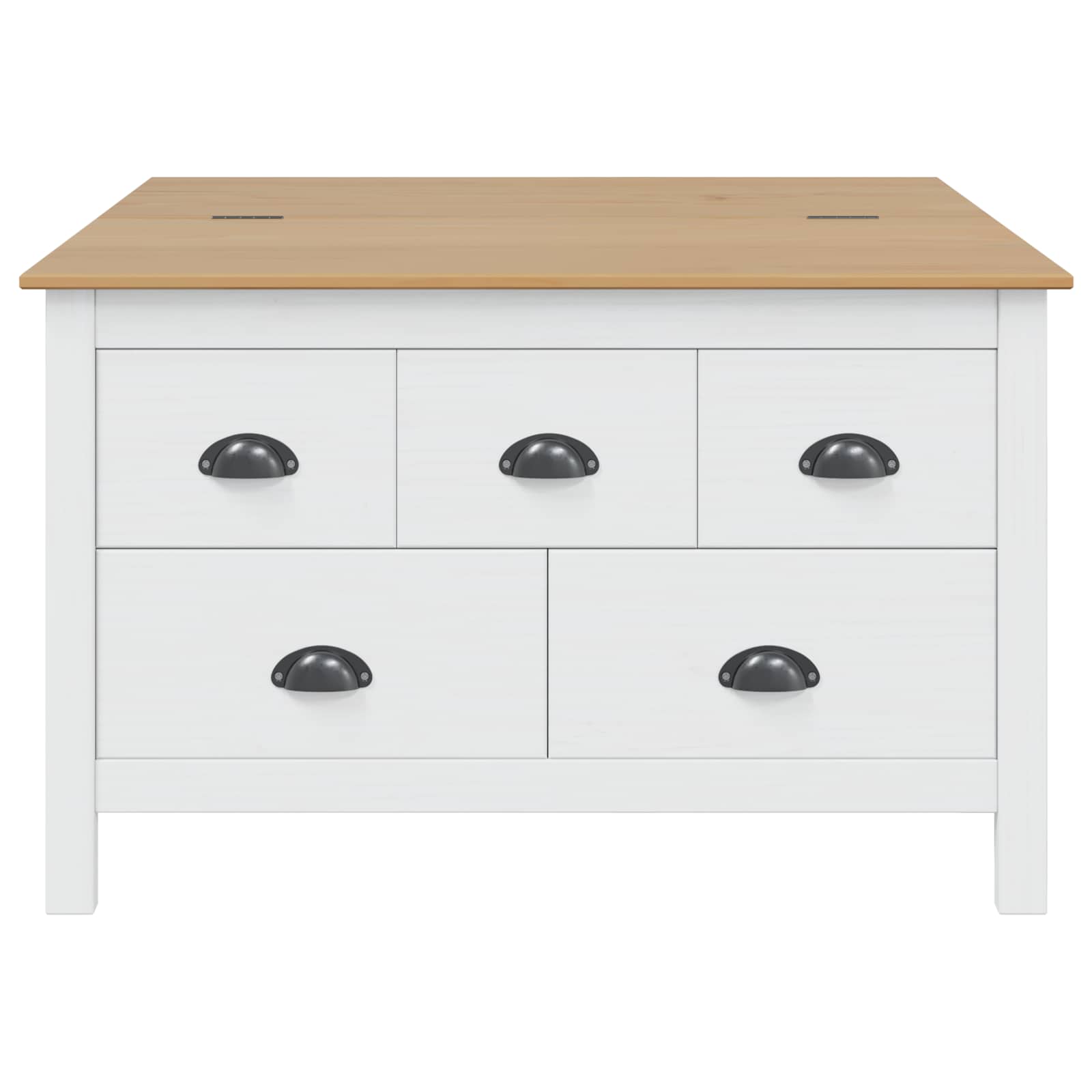 Table basse HILL Blanc et marron miel 79,5 x 79,5 x 49 cm