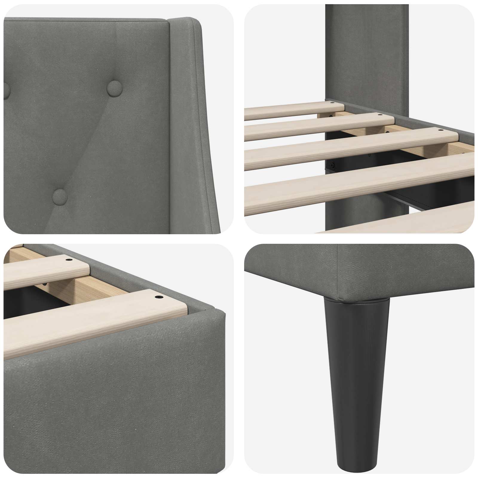 Cadre de lit avec tête de lit Gris foncé 180 x 200 cm Velours - XIOS