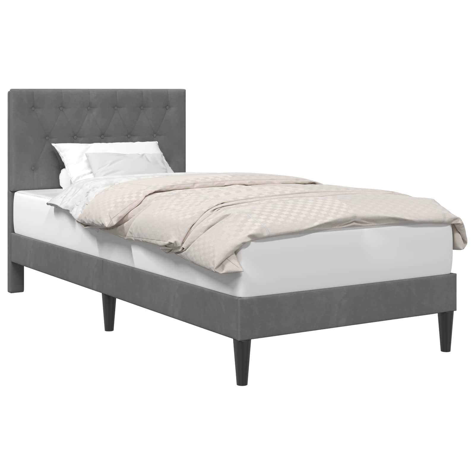 Cadre de lit avec tête de lit Gris foncé 90 x 190 cm Velours - XIOS