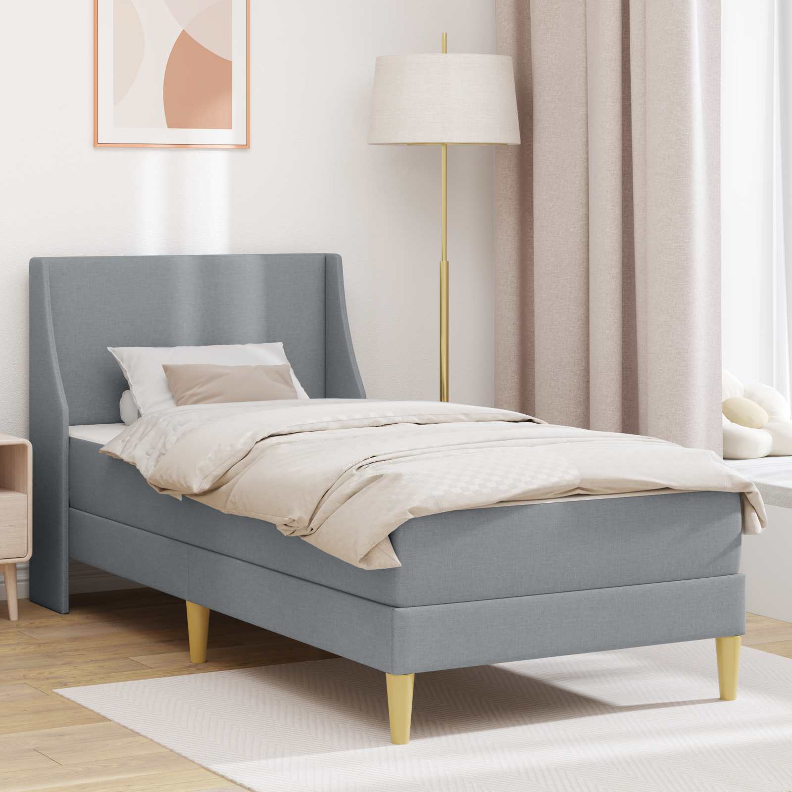 Cadre de lit avec matelas Gris clair 80x 200 cm Polyester - XIOS