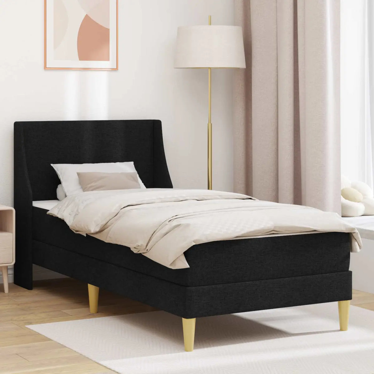 Cadre de lit avec matelas Noir 80 x 200 cm Polyester - XIOS