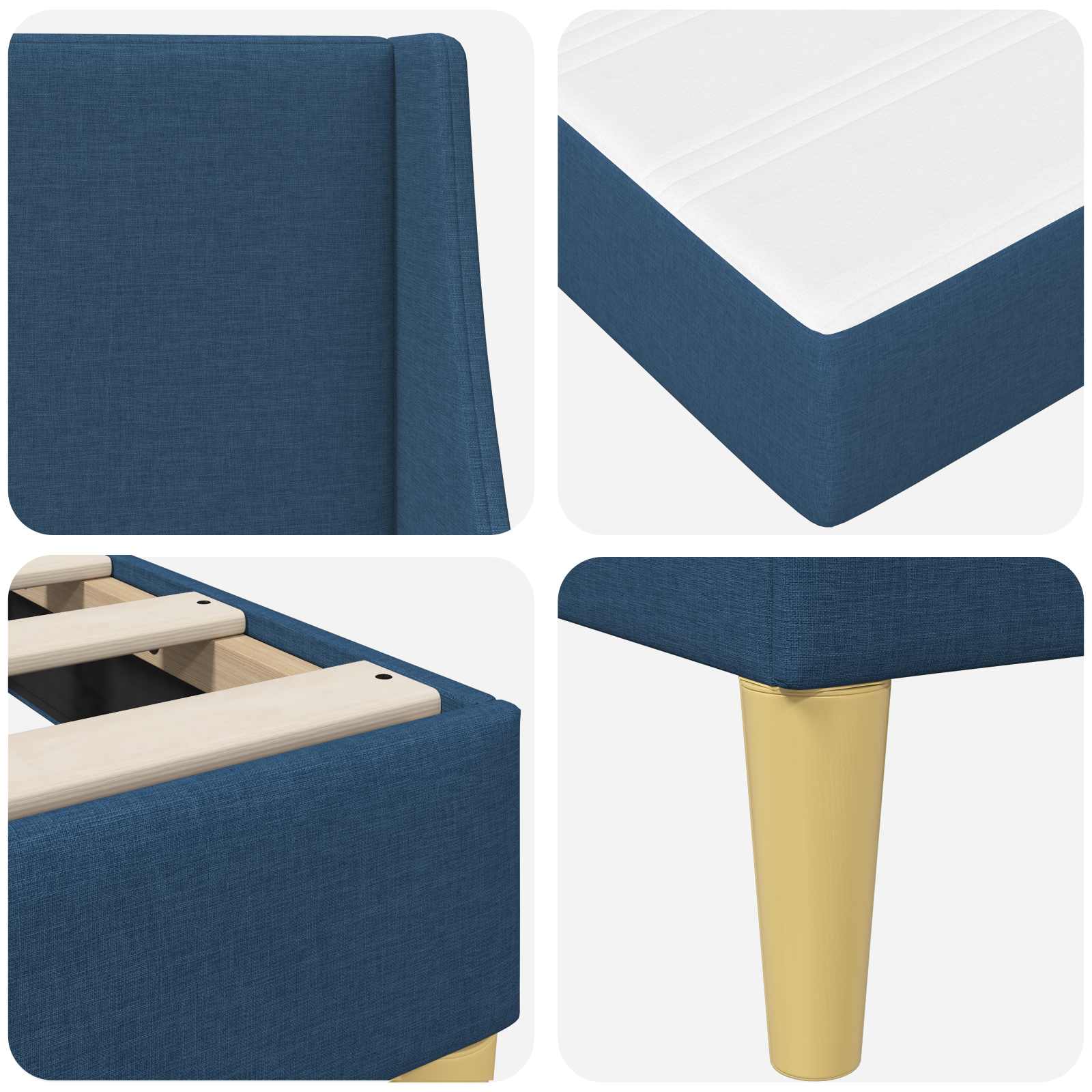 Cadre de lit avec matelas Bleu 80x 200 cm Polyester - XIOS