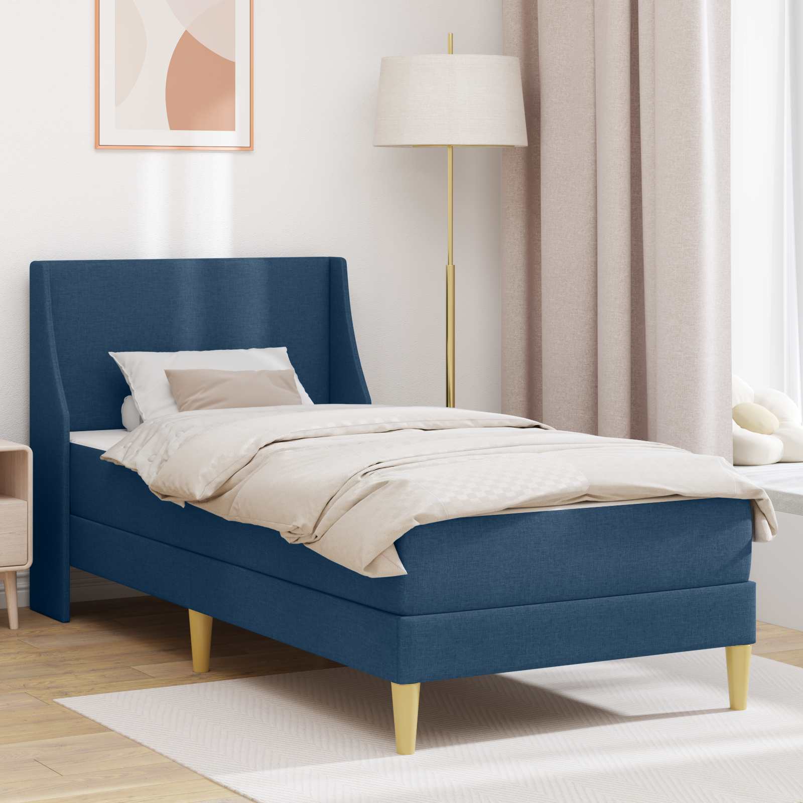 Cadre de lit avec matelas Bleu 80x 200 cm Polyester - XIOS