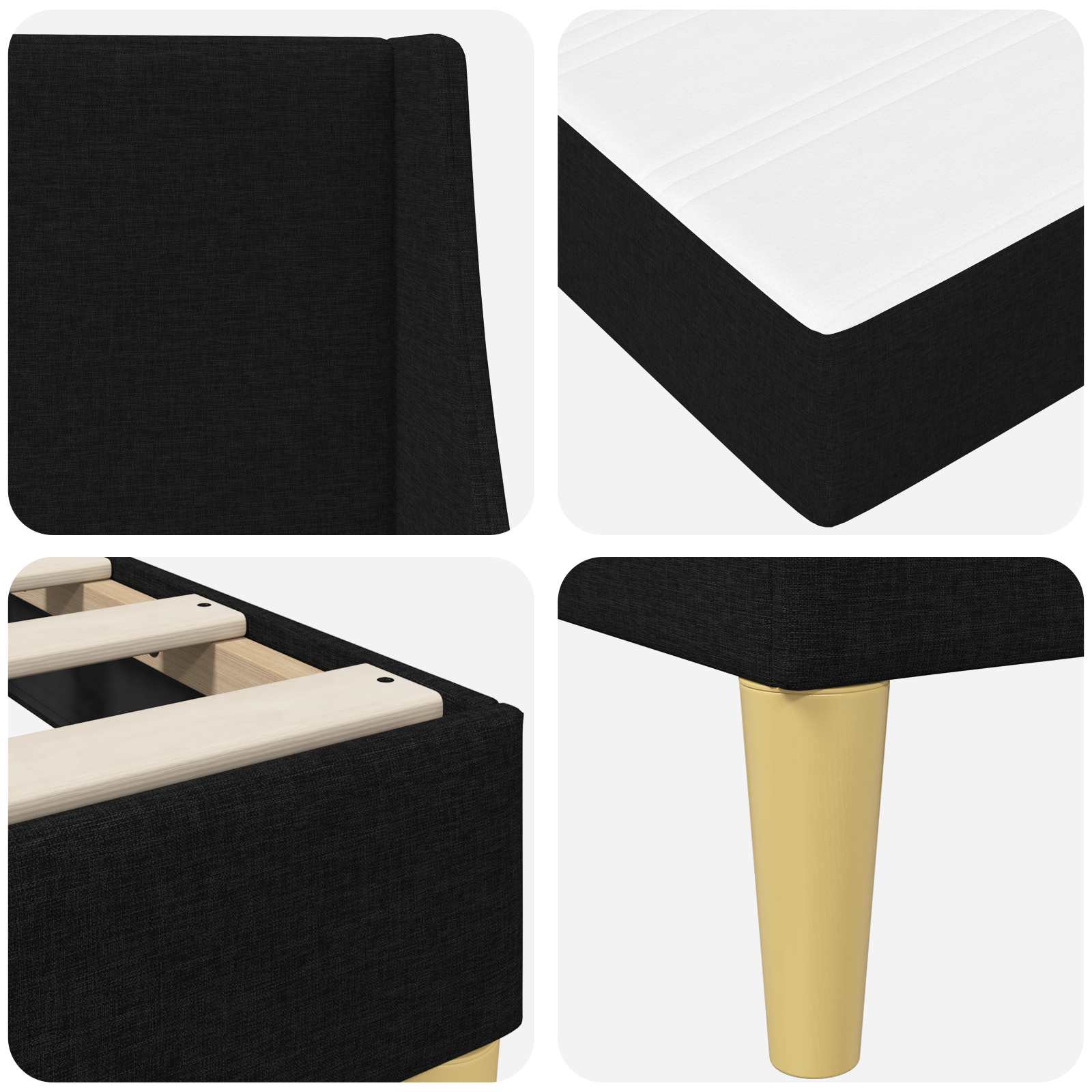 Cadre de lit avec matelas Noir 90 x 190 cm Polyester - XIOS