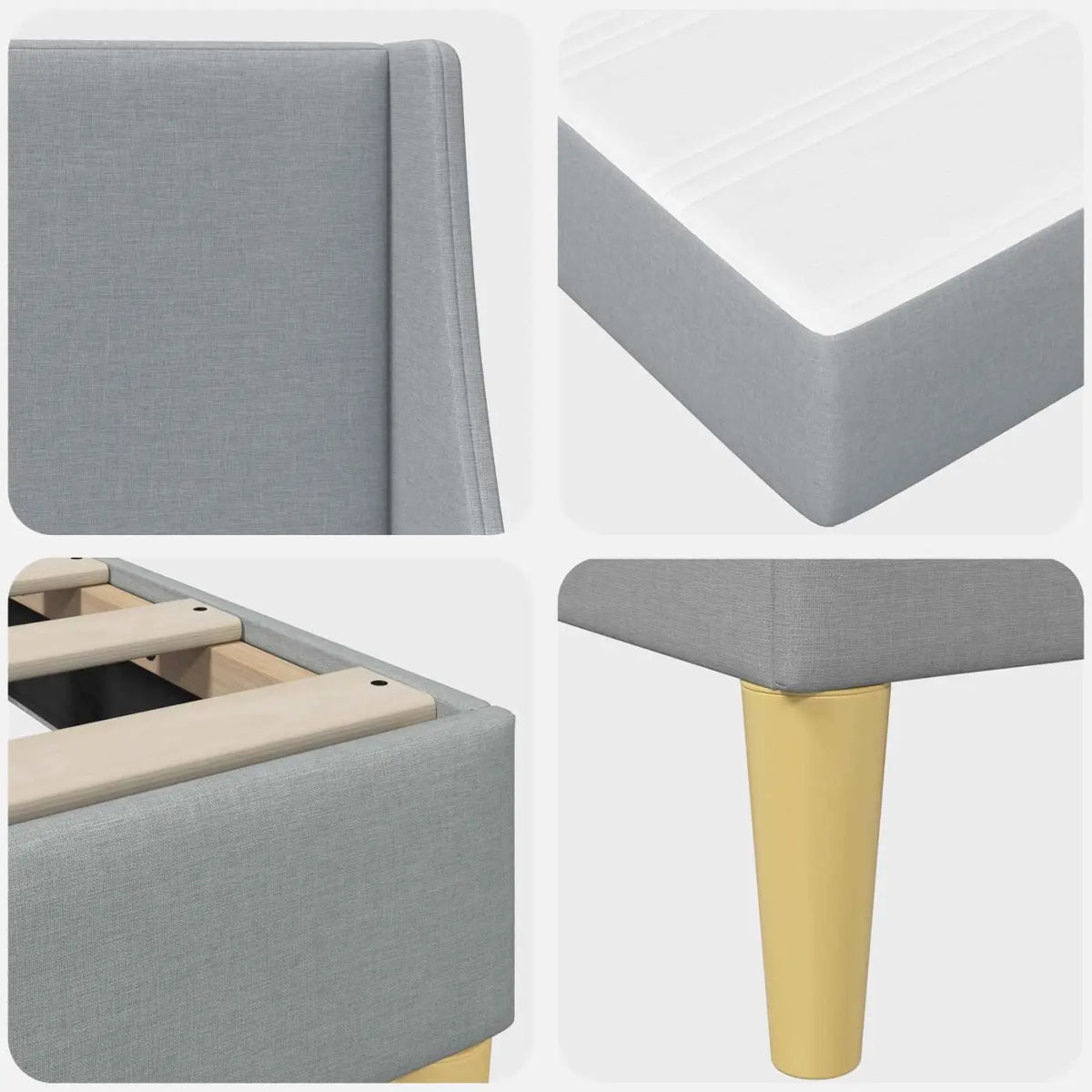 Cadre de lit avec matelas Gris clair 90 x 200 cm Polyester - XIOS
