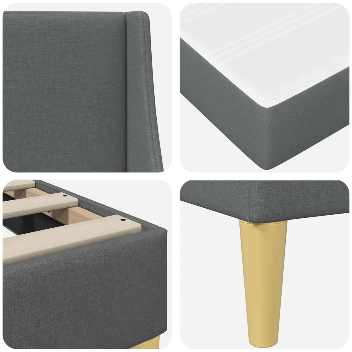 Cadre de lit avec matelas Gris foncé 90 x 200 cm Polyester - XIOS