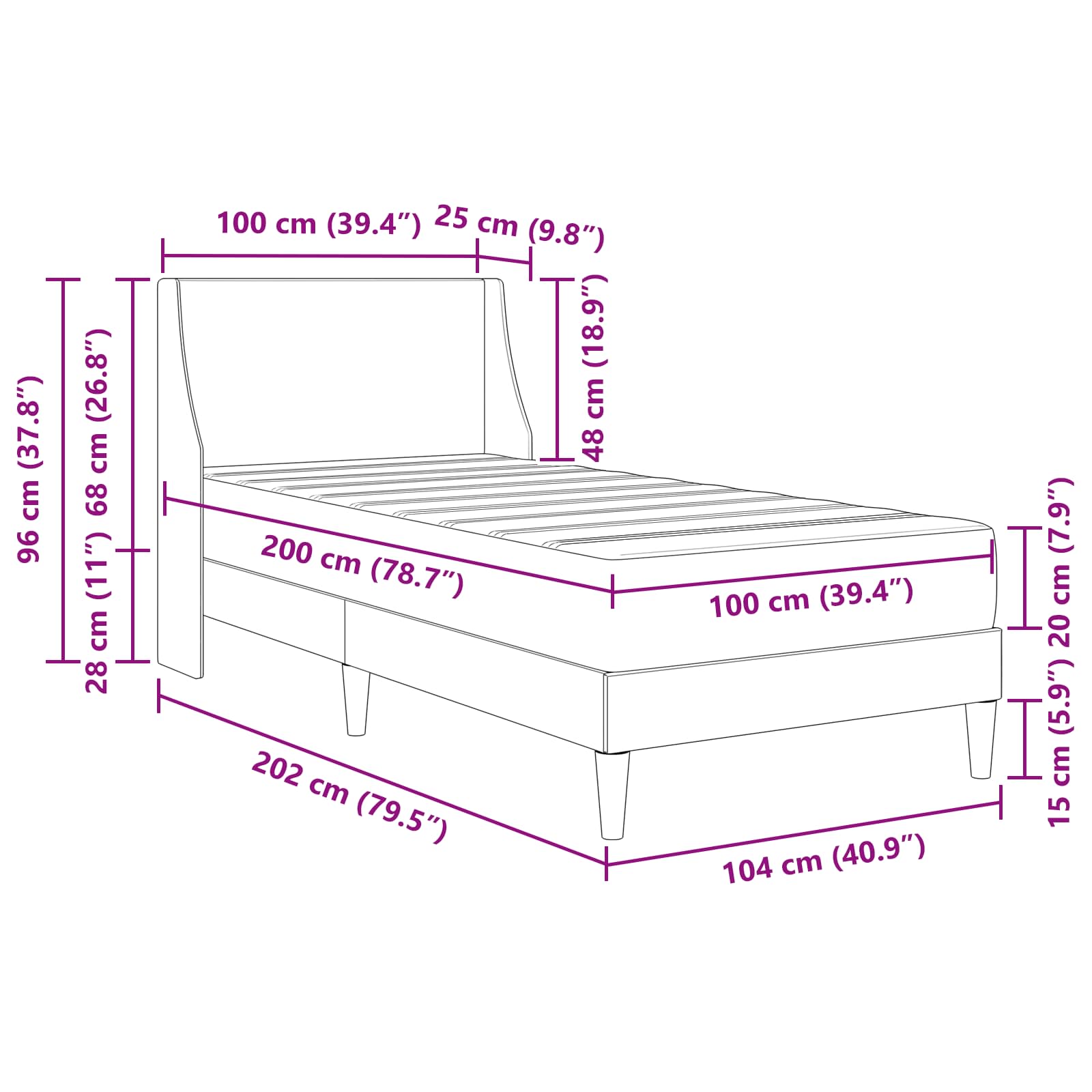 Cadre de lit avec matelas avec tête de lit Polyester - XIOS