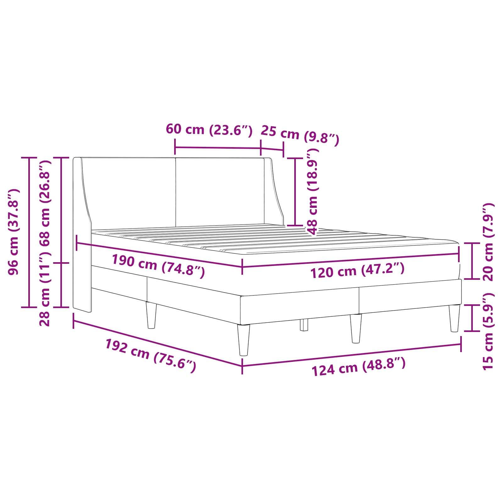 Cadre de lit avec matelas avec tête de lit Polyester - XIOS