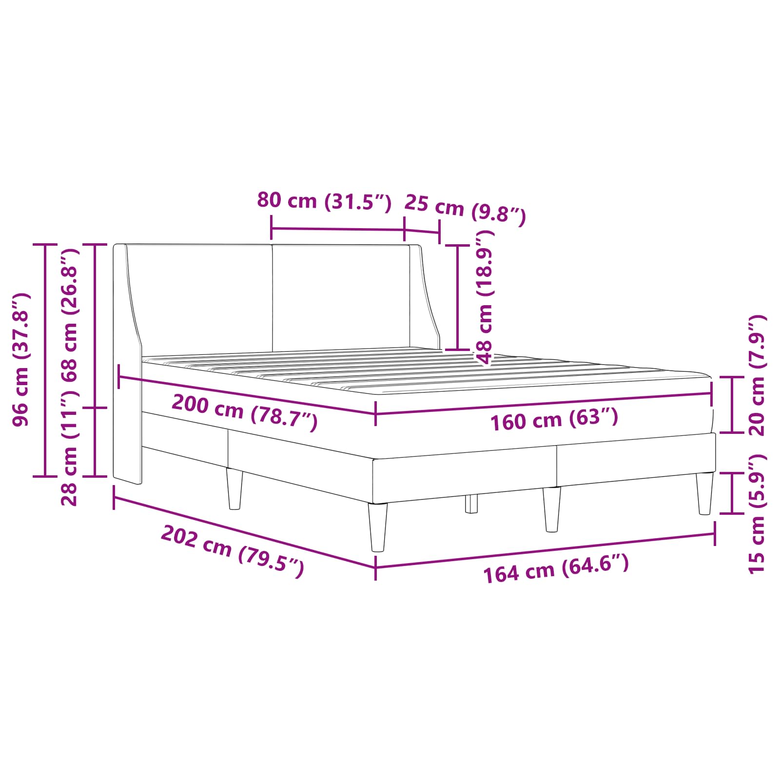 Cadre de lit avec matelas avec tête de lit Polyester - XIOS