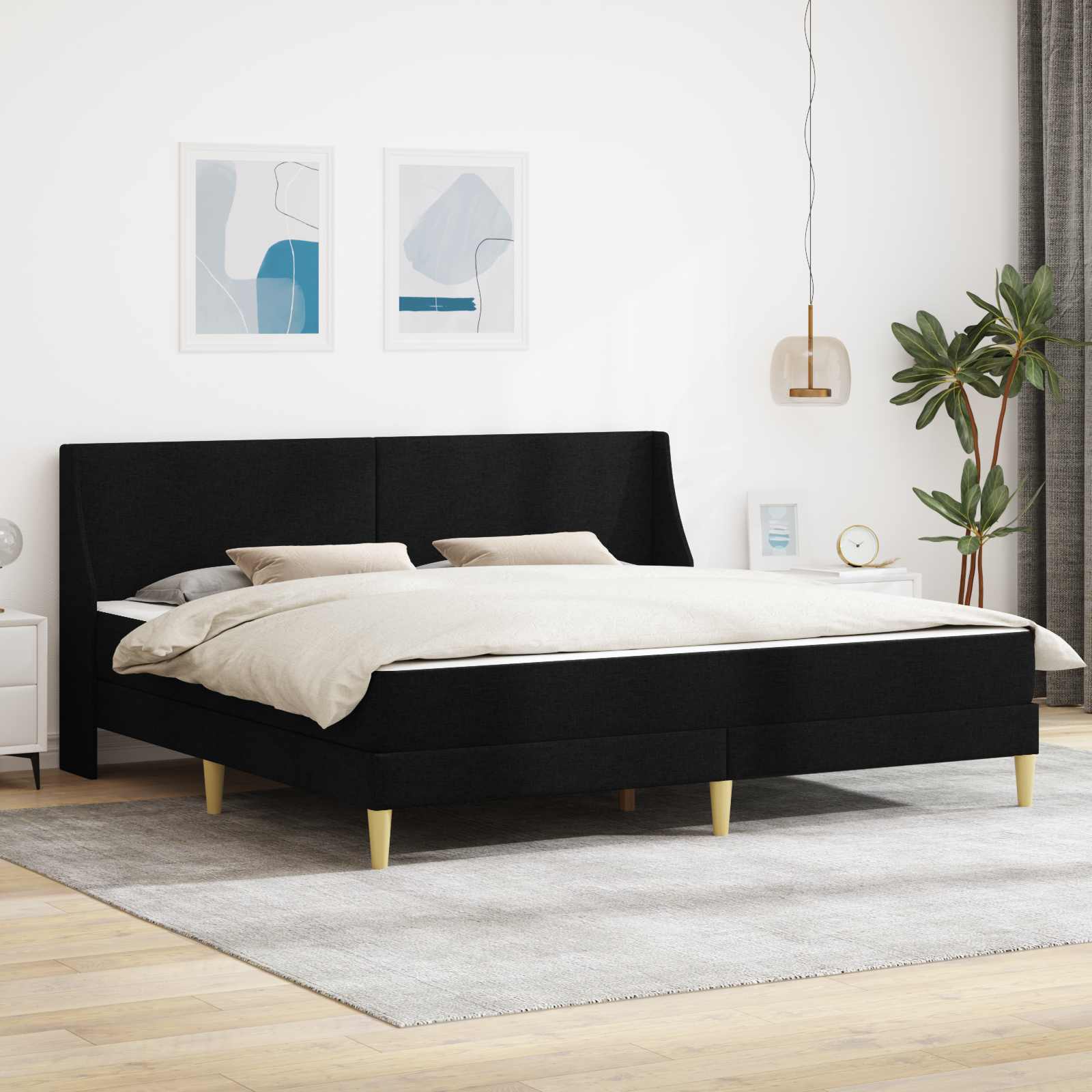 Cadre de lit avec matelas Noir 180 x 200 cm Polyester - XIOS