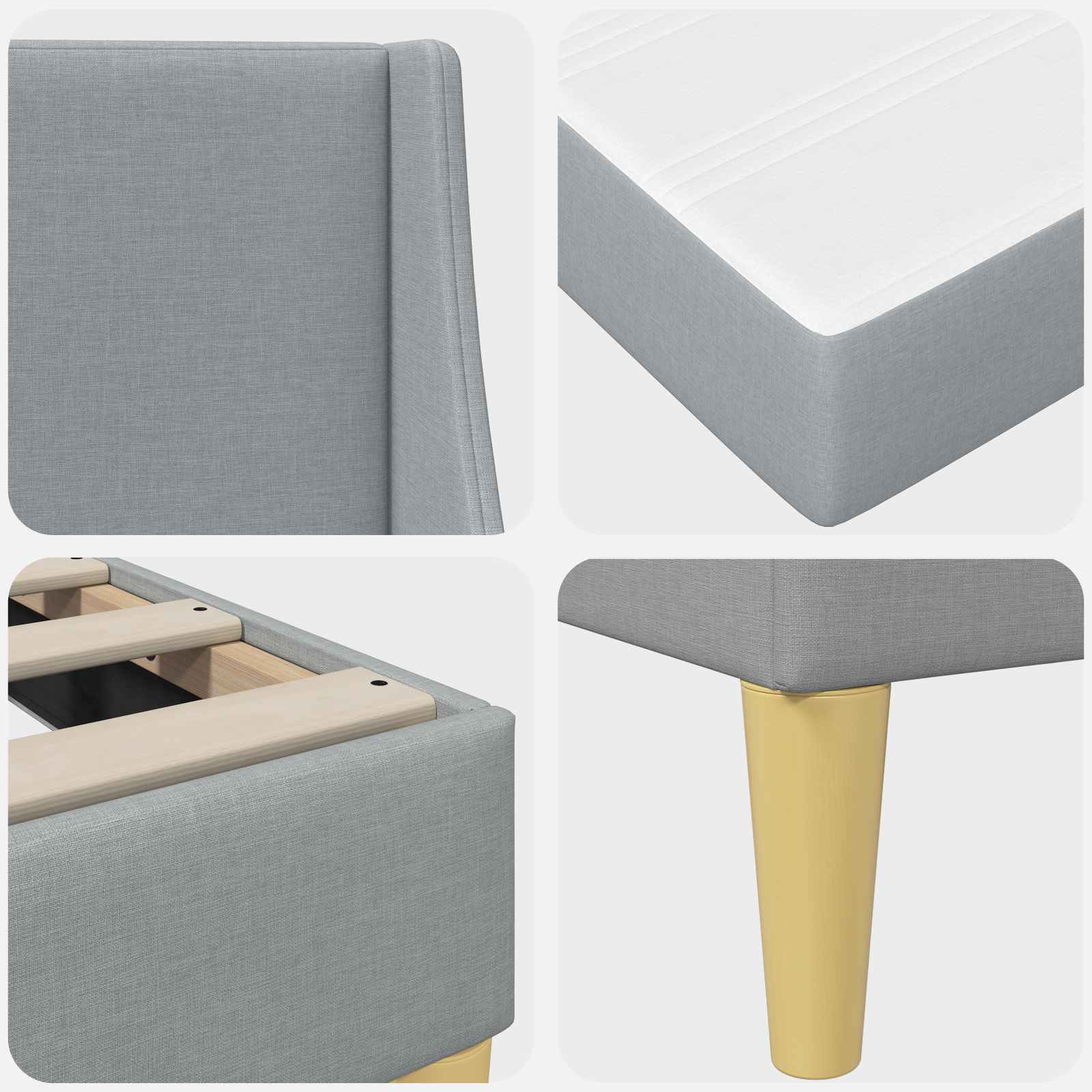 Cadre de lit avec matelas Gris clair 200 x 200 cm Polyester - XIOS