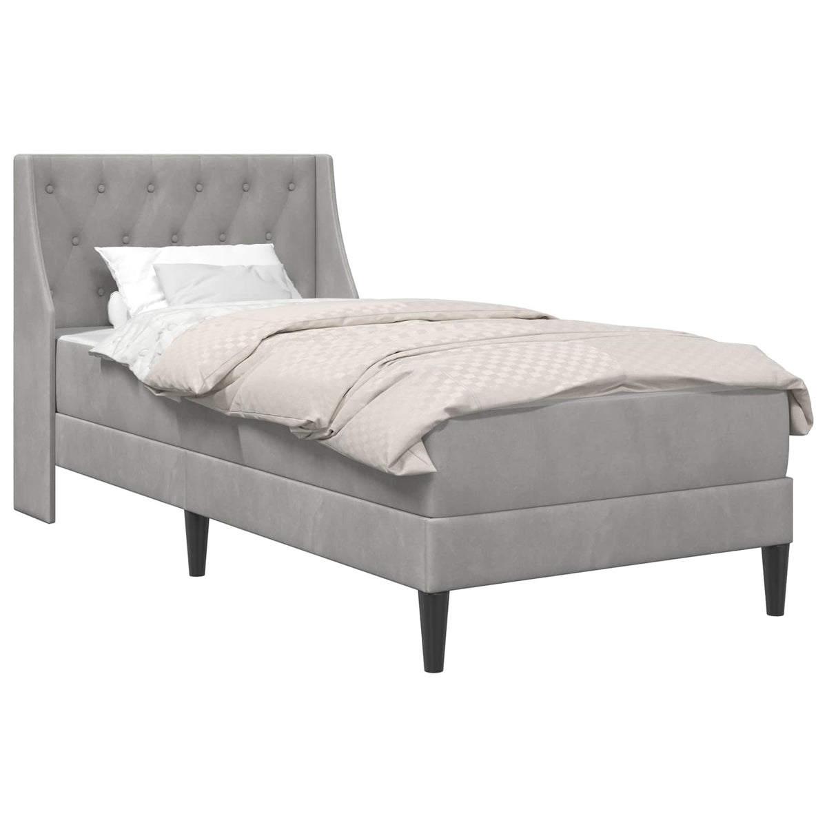Cadre de lit avec matelas Gris clair 80 x 200 cm Velours - XIOS