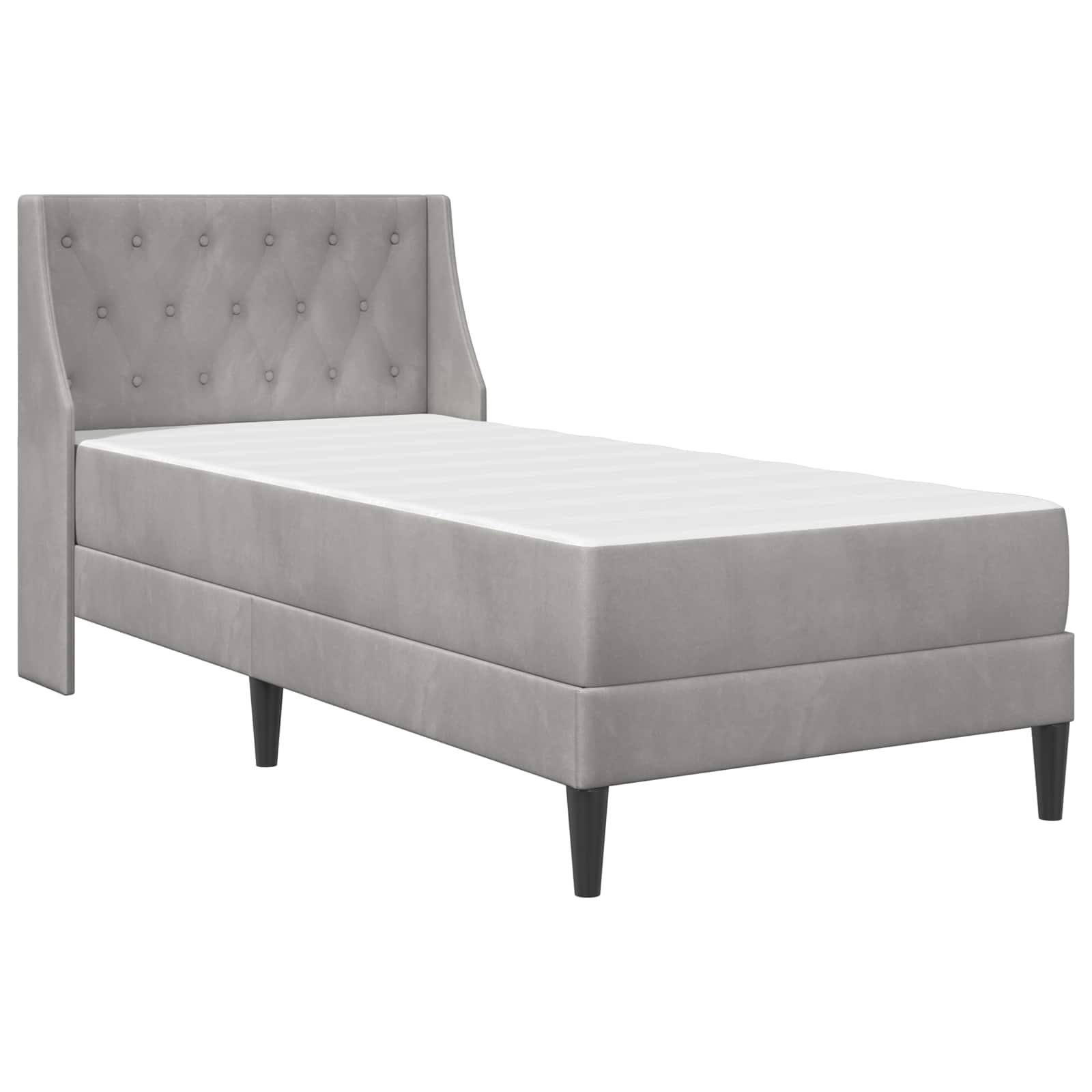 Cadre de lit avec matelas Gris clair 80 x 200 cm Velours - XIOS